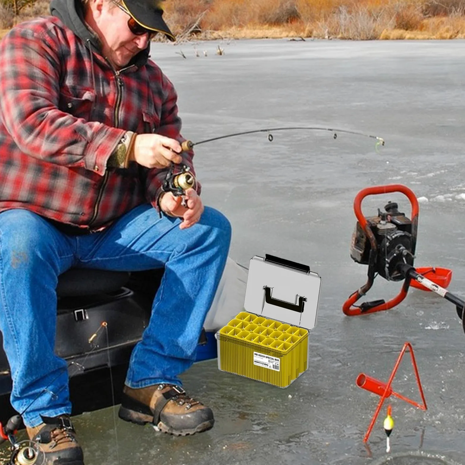 Caja de equipo de impermeable, caja de aparejos de impermeable, asiento y correas acolchados, caja de aparejos de señuelo de , bandejas de almacenamiento de aparejos de , cajas | impermeable para aparejos de pesca Para Cebos, Anzuelos, Crankbaits, Cuchara
