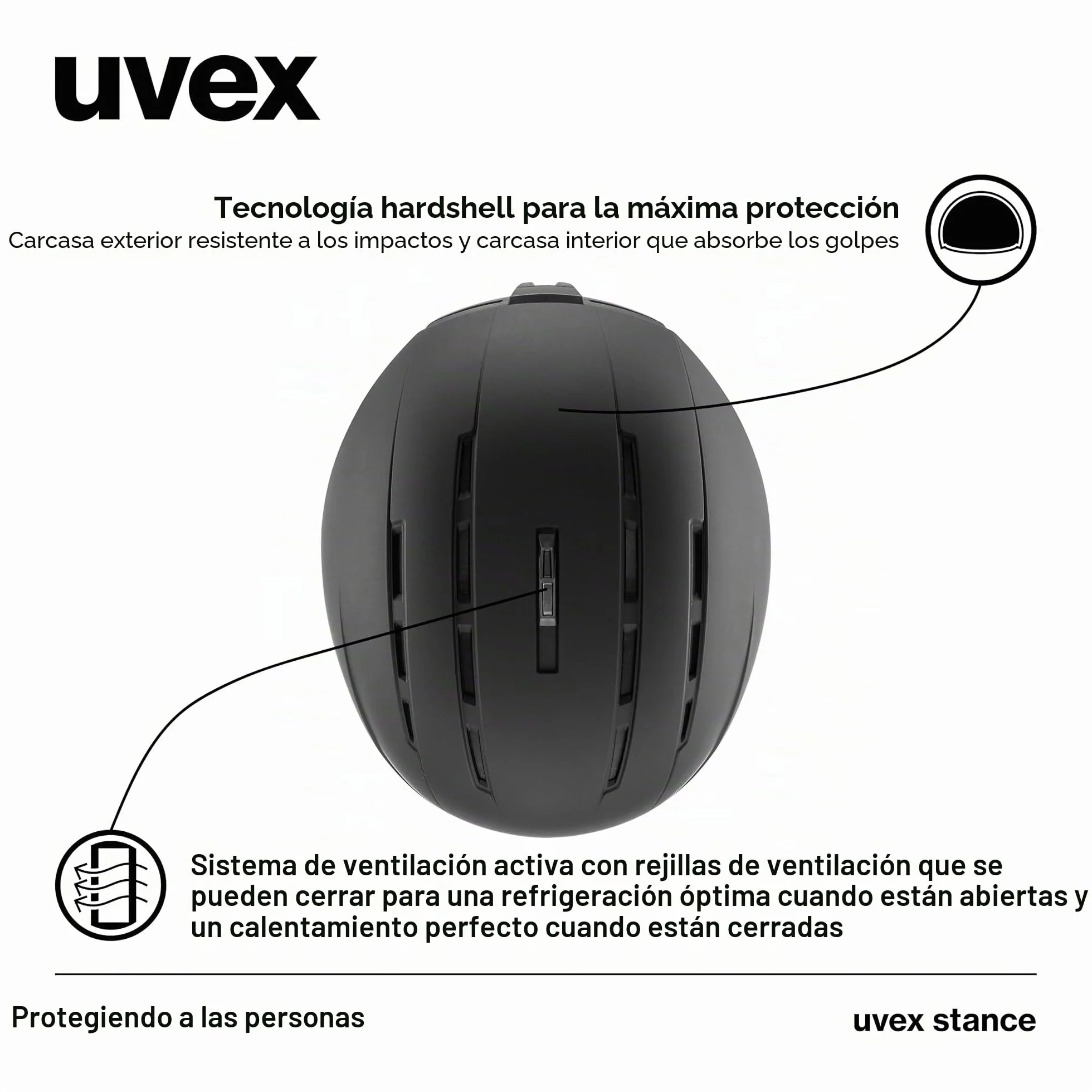 uvex stance Casco de esquí, Adultos unisex, black matt, 58-62 cm