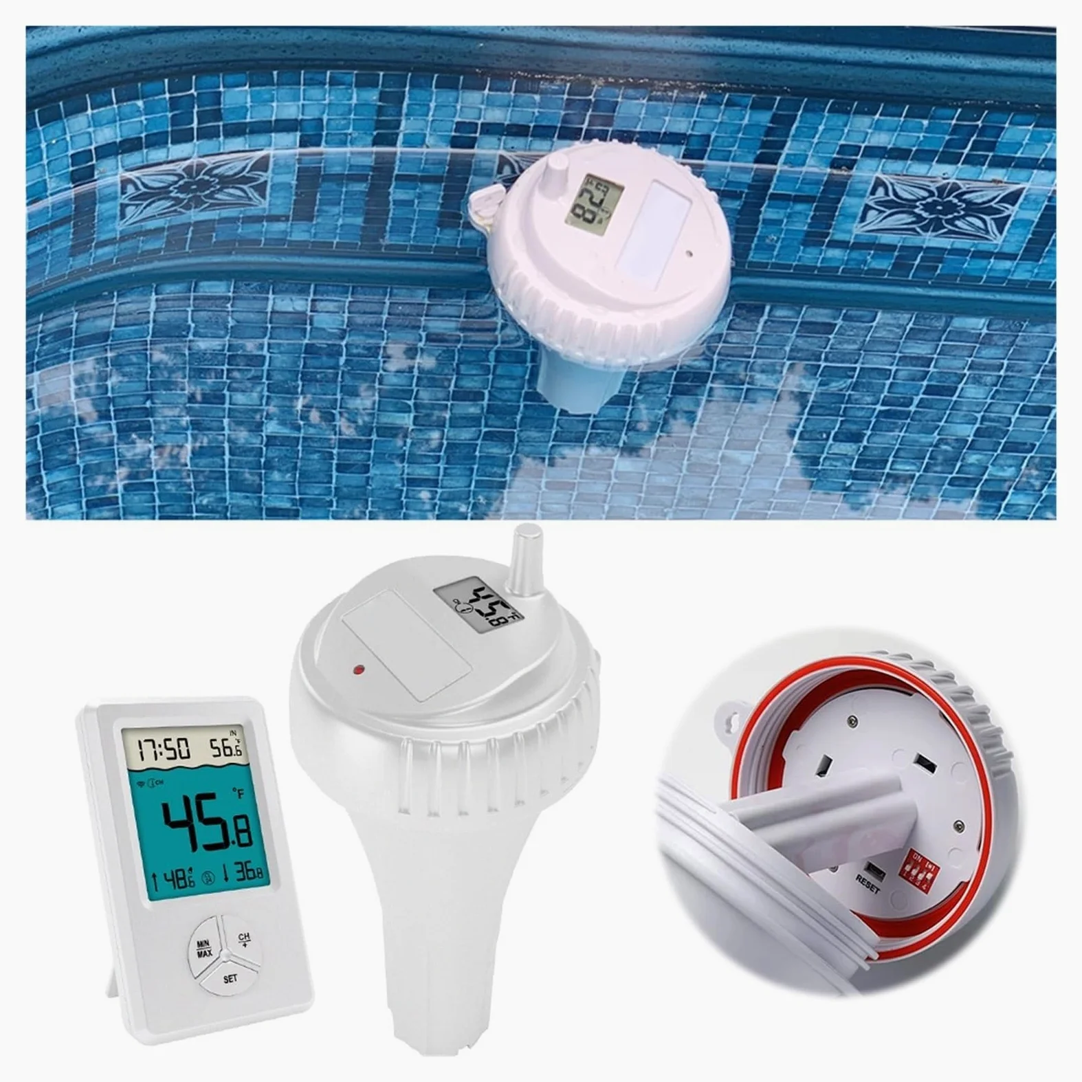 TermóMetro De Temperatura Del Agua Termómetro Digital Inalámbrico For Piscina, Resistente Al Agua IPX8, Fácil De Leer, For Piscinas, Jacuzzis, Estanques Pequeños Y Acuarios.