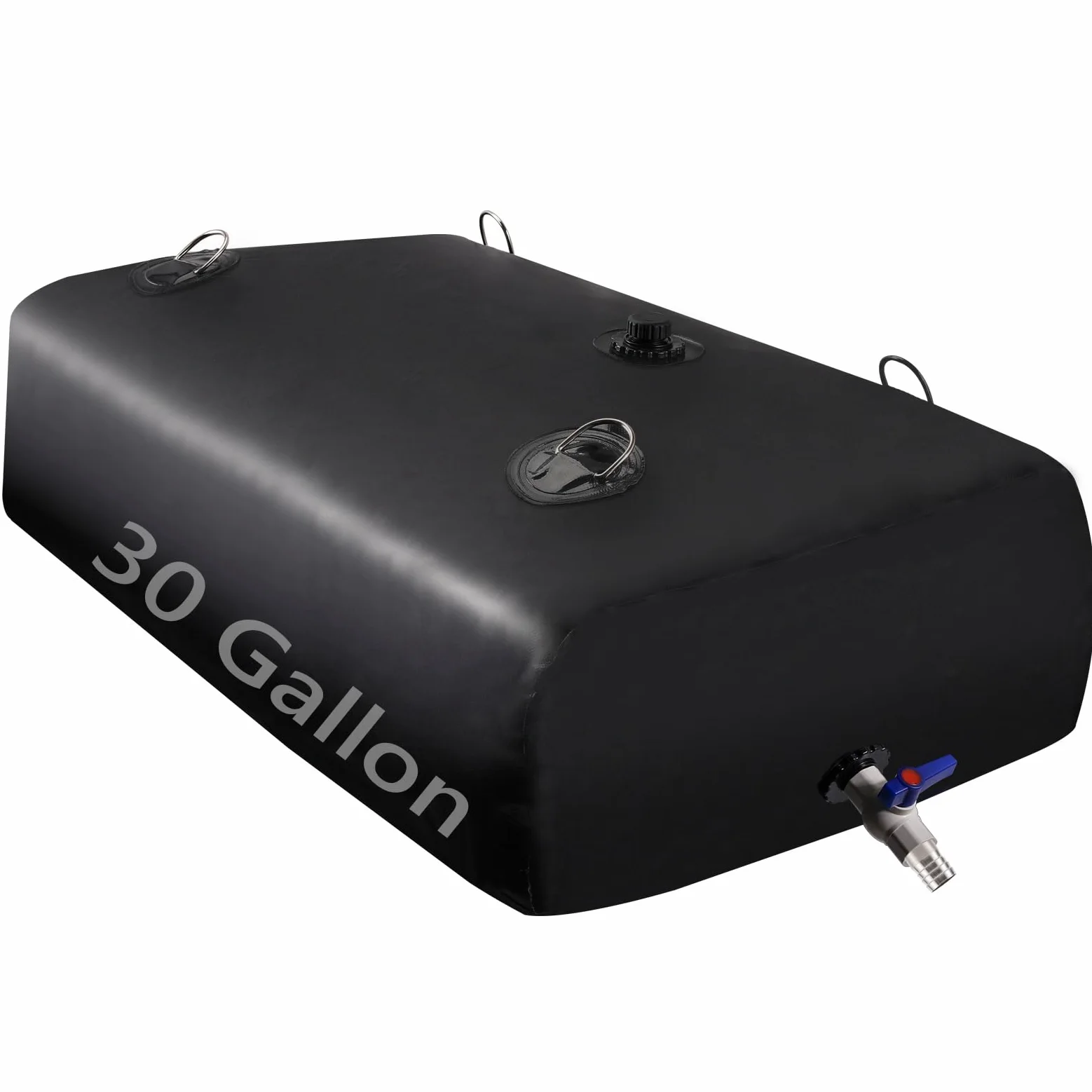 Tanque de agua, bolsa de almacenamiento de agua, almacenamiento de agua grande portátil de 30 galones, contenedores de almacenamiento de agua con kit de desbordamiento de espiga de PVC de 3/4