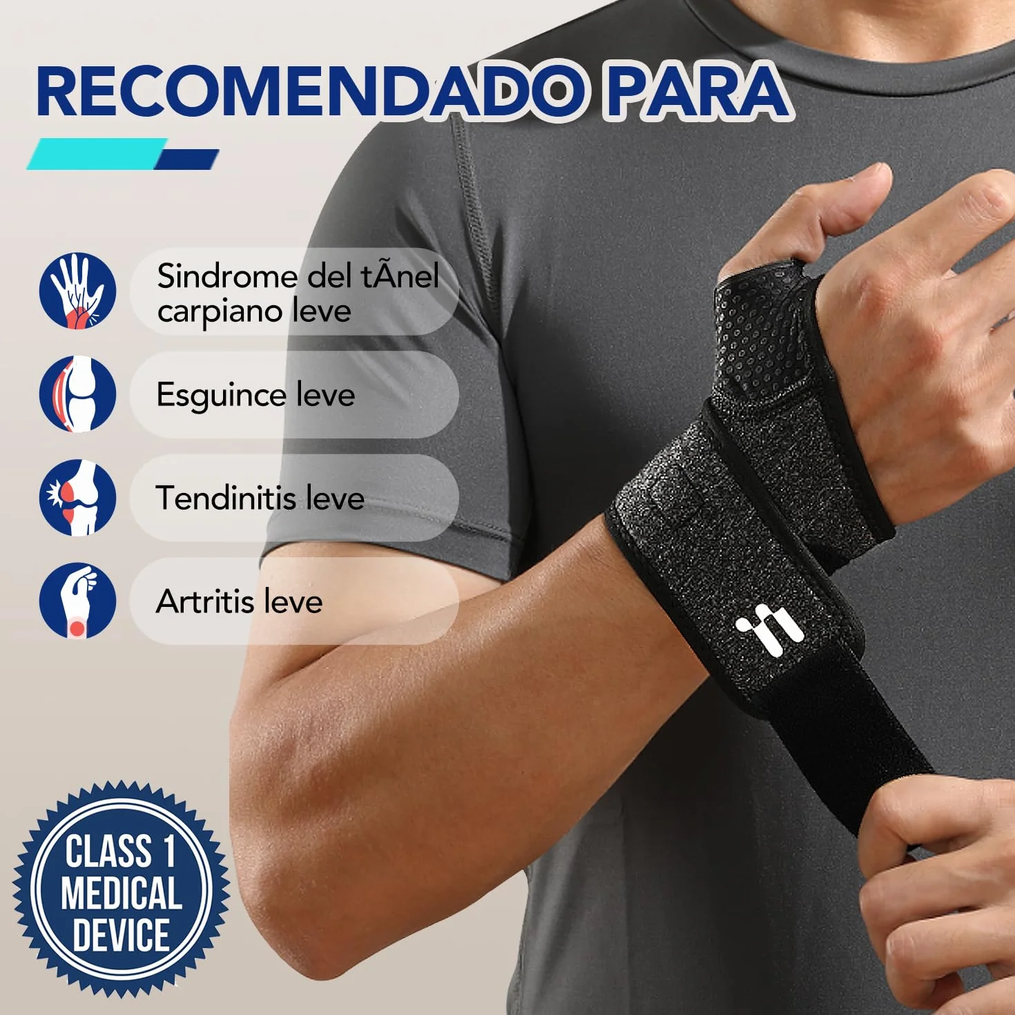 Fitomo Muñequera Tendinitis Muñeca con Apertura del Pulgar Suave para Túnel Carpiano Esguince Artritis Leve, Muñequera Metacarpiana Adjustable para Deportes Trabajos Gym Dormir (Derecha)