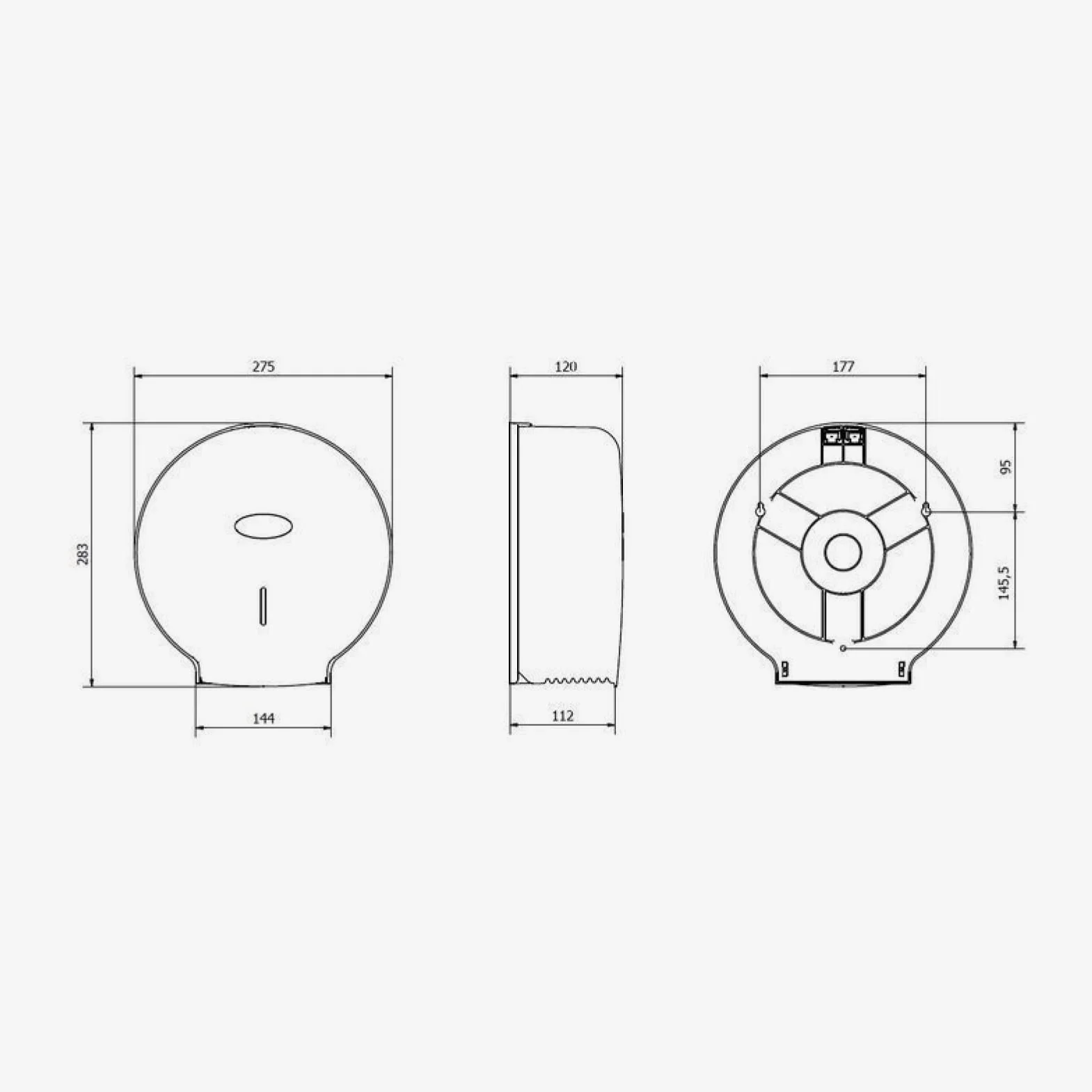 Jofel Dispensador de Papel Higiénico Industrial 300m 220mm 45mm ABS Negro Mate