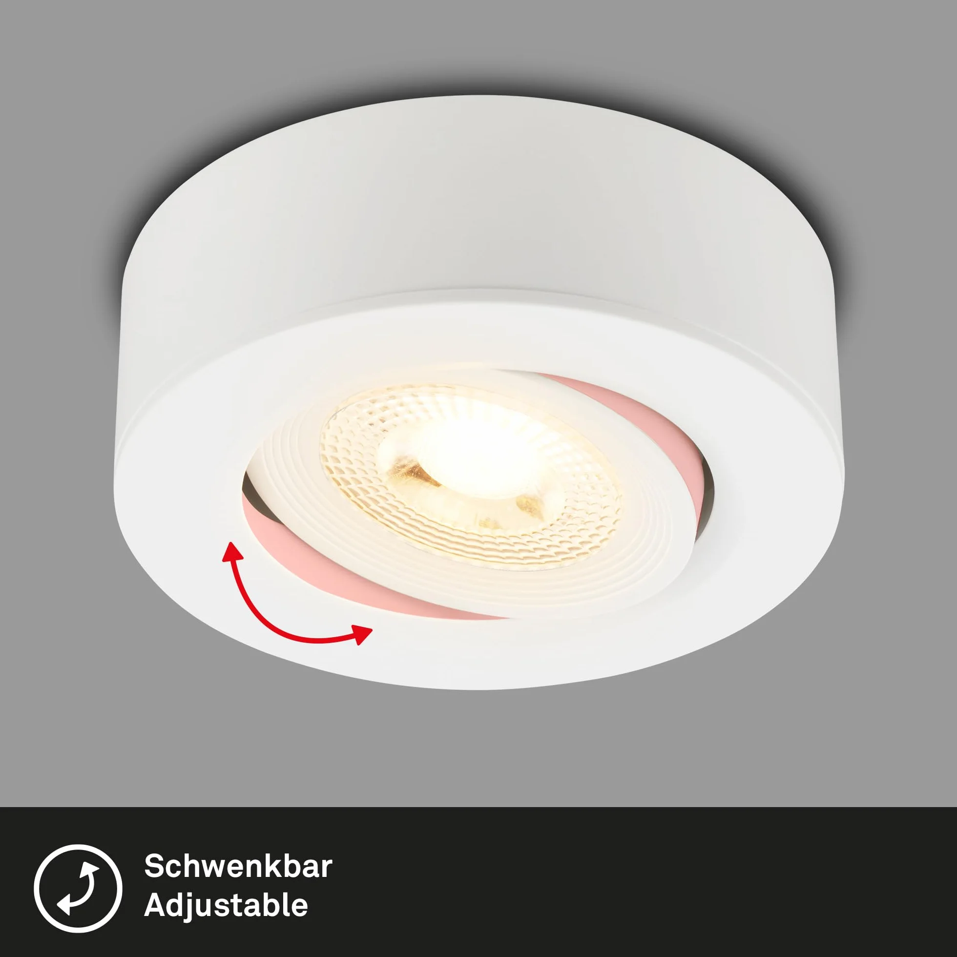 BRILONER 2 en 1 Foco LED de Superficie y Empotrable Orientable 230V Blanco Cálido 68mm Agujero 90x30mm
