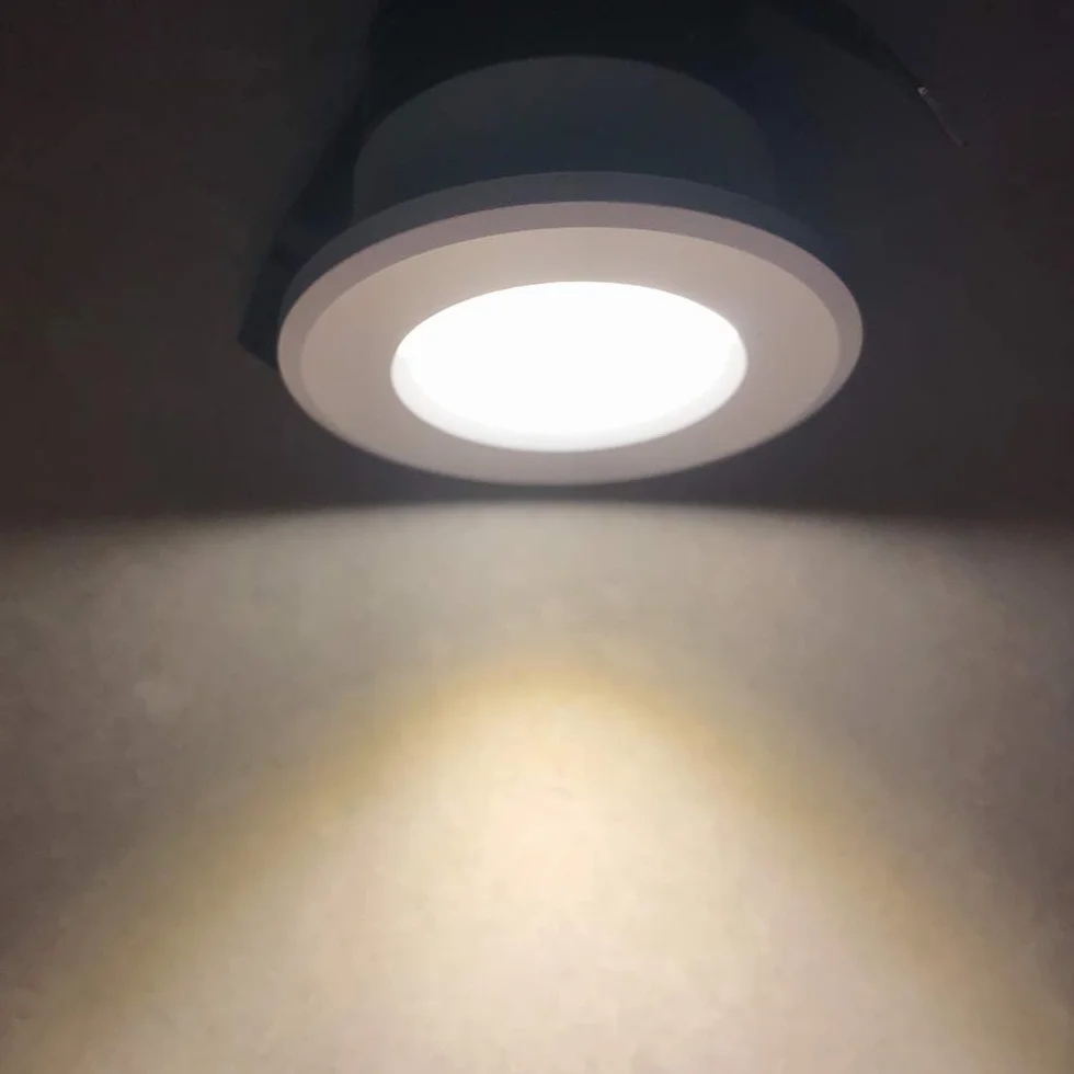 Mini focos LED empotrables 3 W blanco cálido con transformador