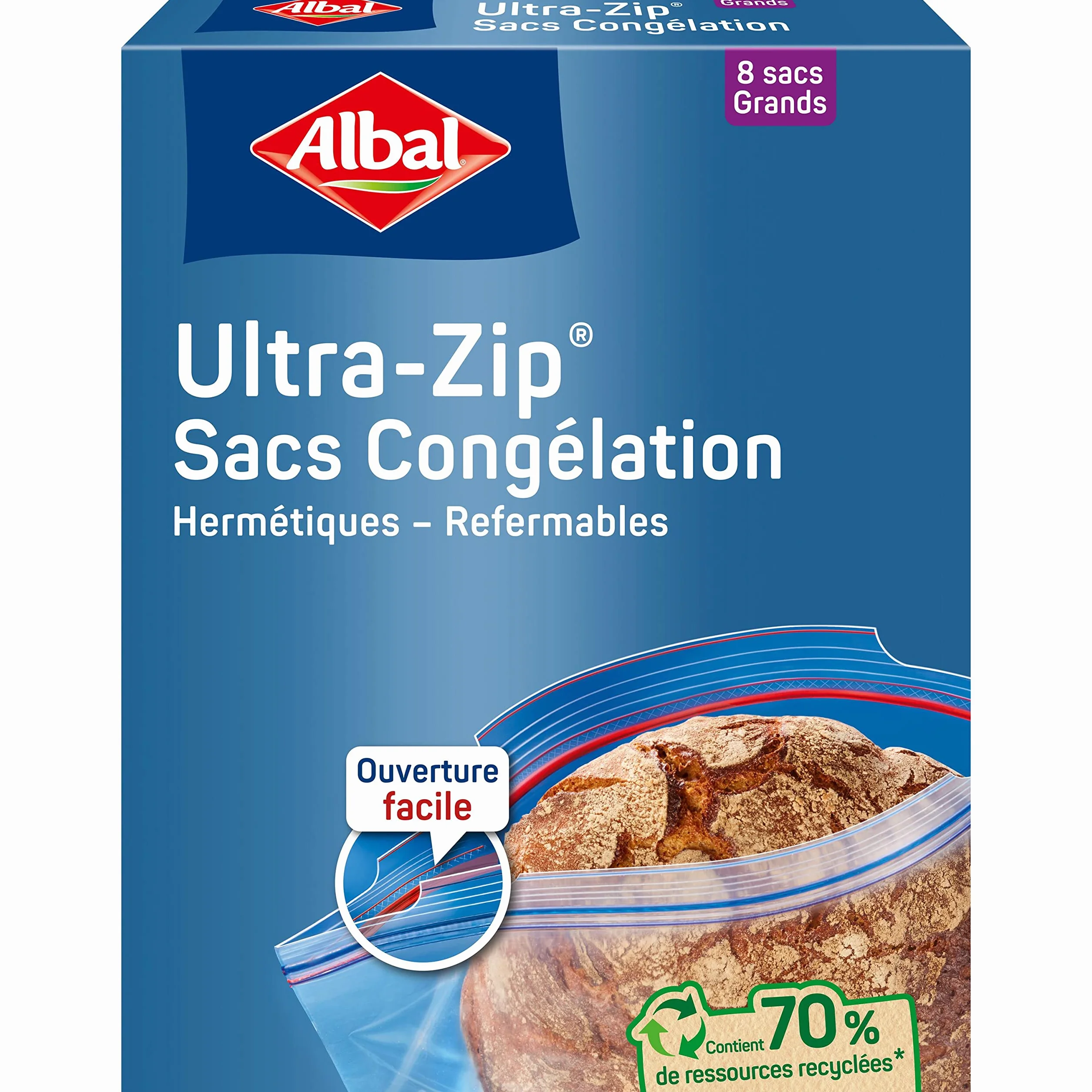 Albal Bolsas de Congelación Cierre Zip Grande 8L 70% Recursos Reciclados