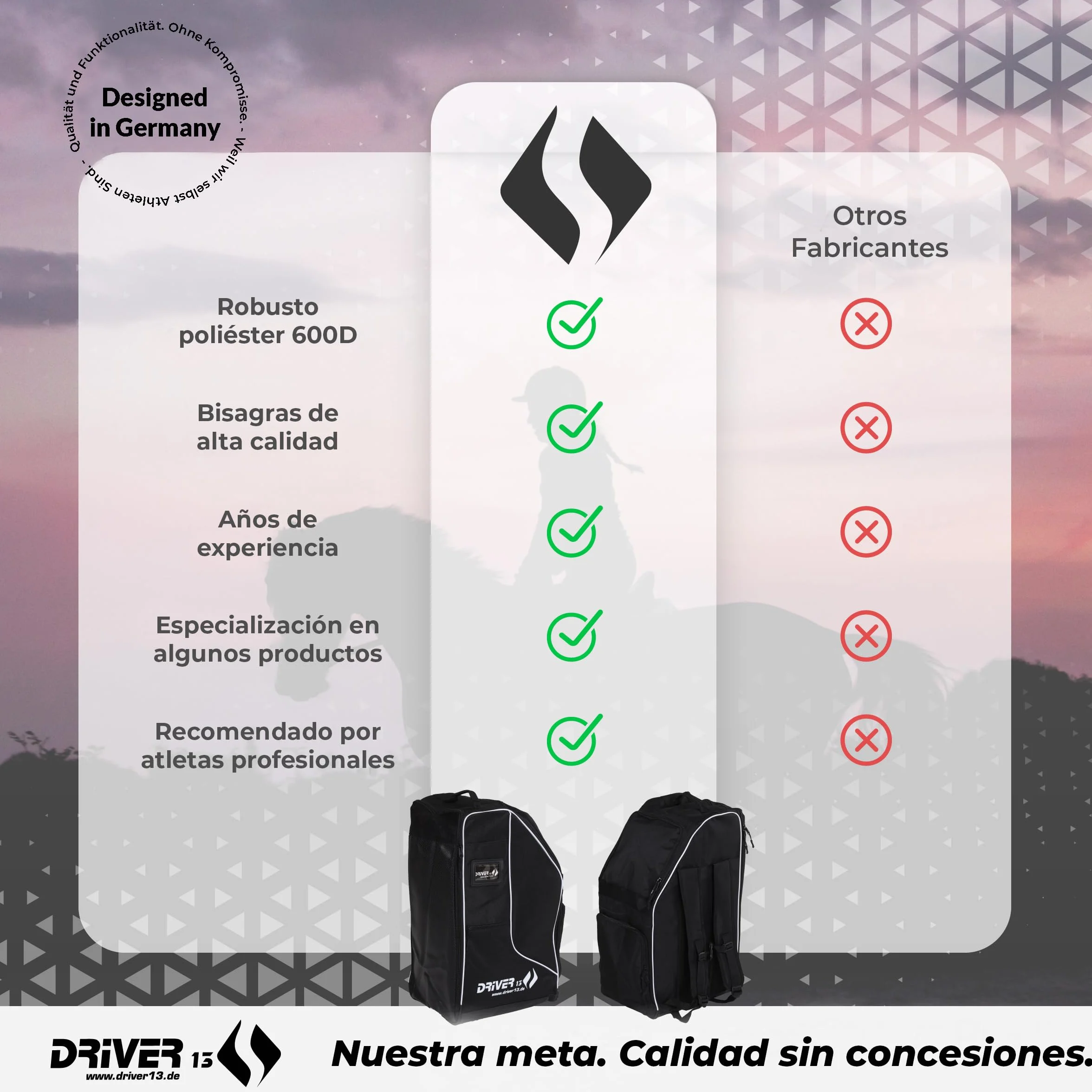 Driver13 Bolsa Deluxe para botas de equitación con compartimento para casco