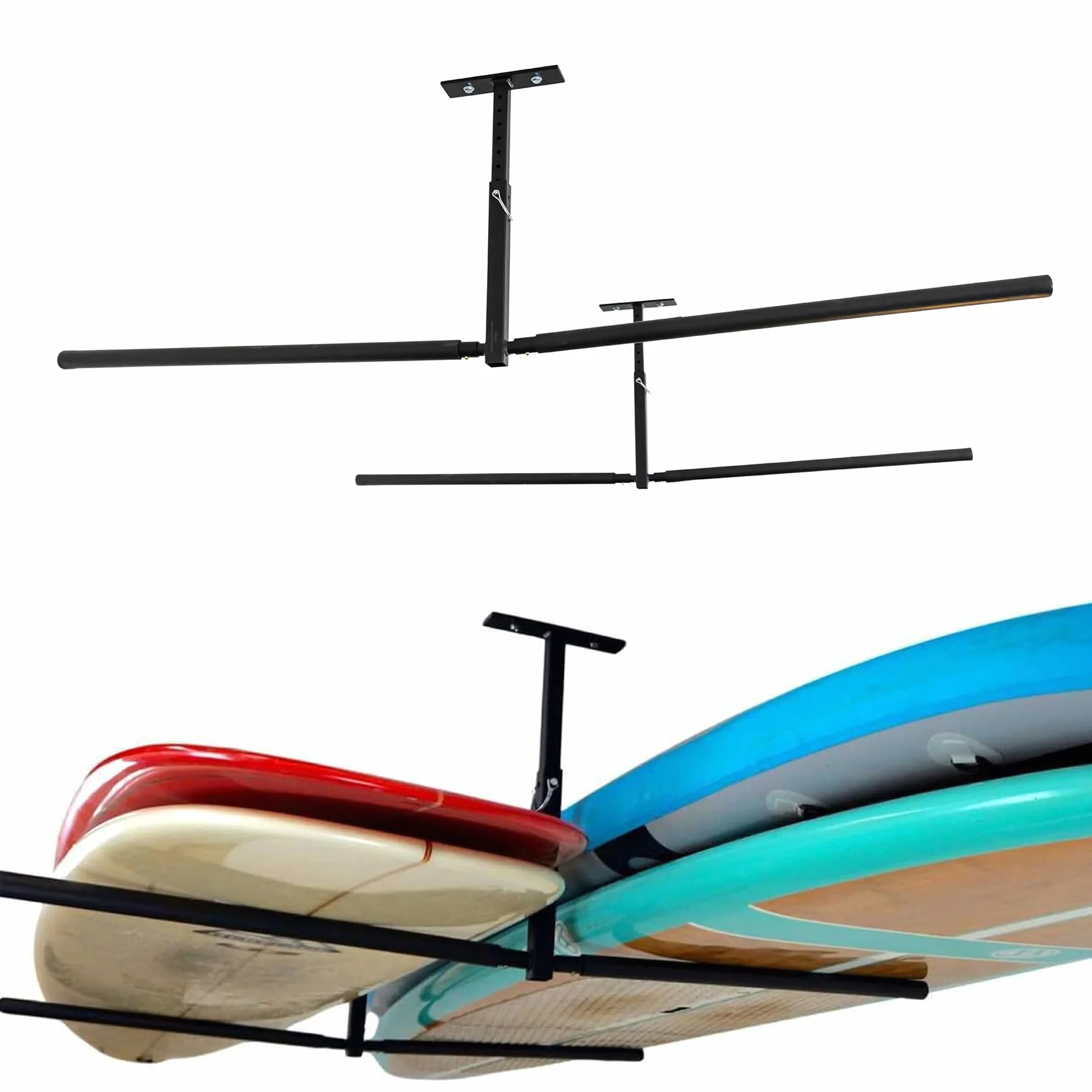 StoreYourBoard Estante Doble de Almacenamiento de Techo para Sup & Surf, Hi Port 2, Brazos de 30 Pulgadas