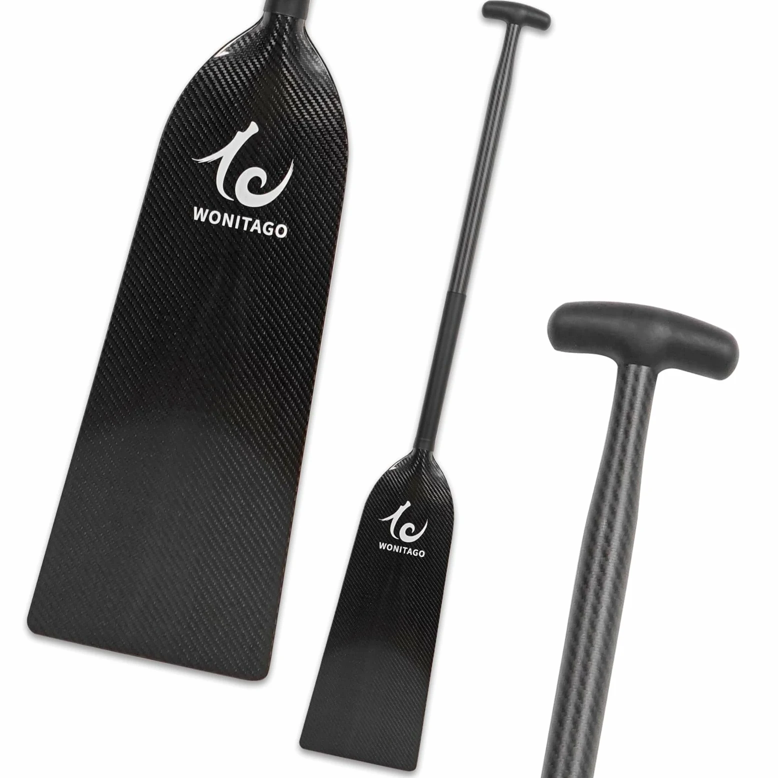 Dragon Boat Paddle - Paleta ligera y duradera de fibra de carbono completa, aprobada por IDBF, 117/120/122/125 cm (46/47/48/49 pulgadas), color negro