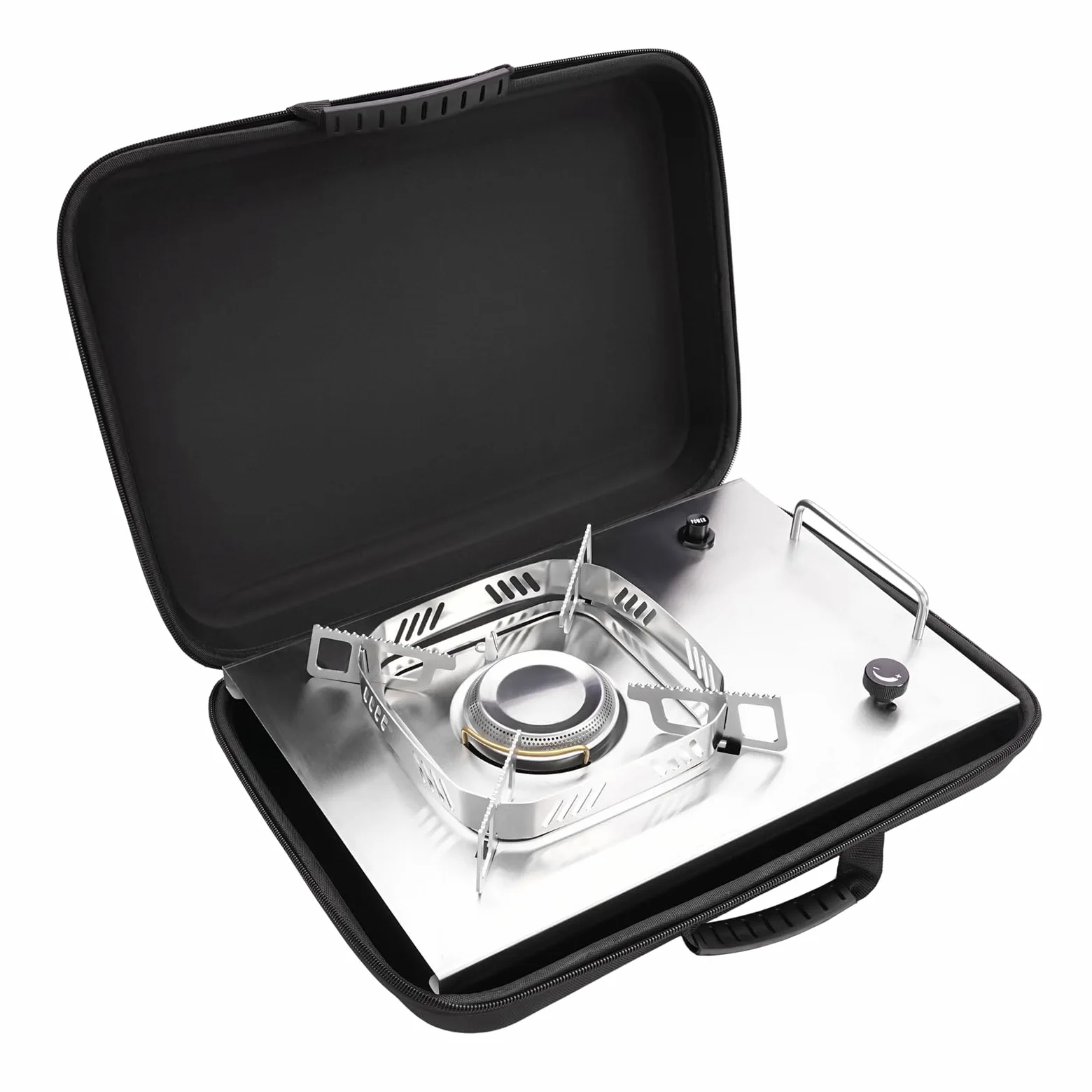 Hornillo de gas para camping, 2600 W, plegable, cocina portátil, 1 llama, hornillo de gas con quemadores ajustables para cocina, camping, trekking, jardín, picnic