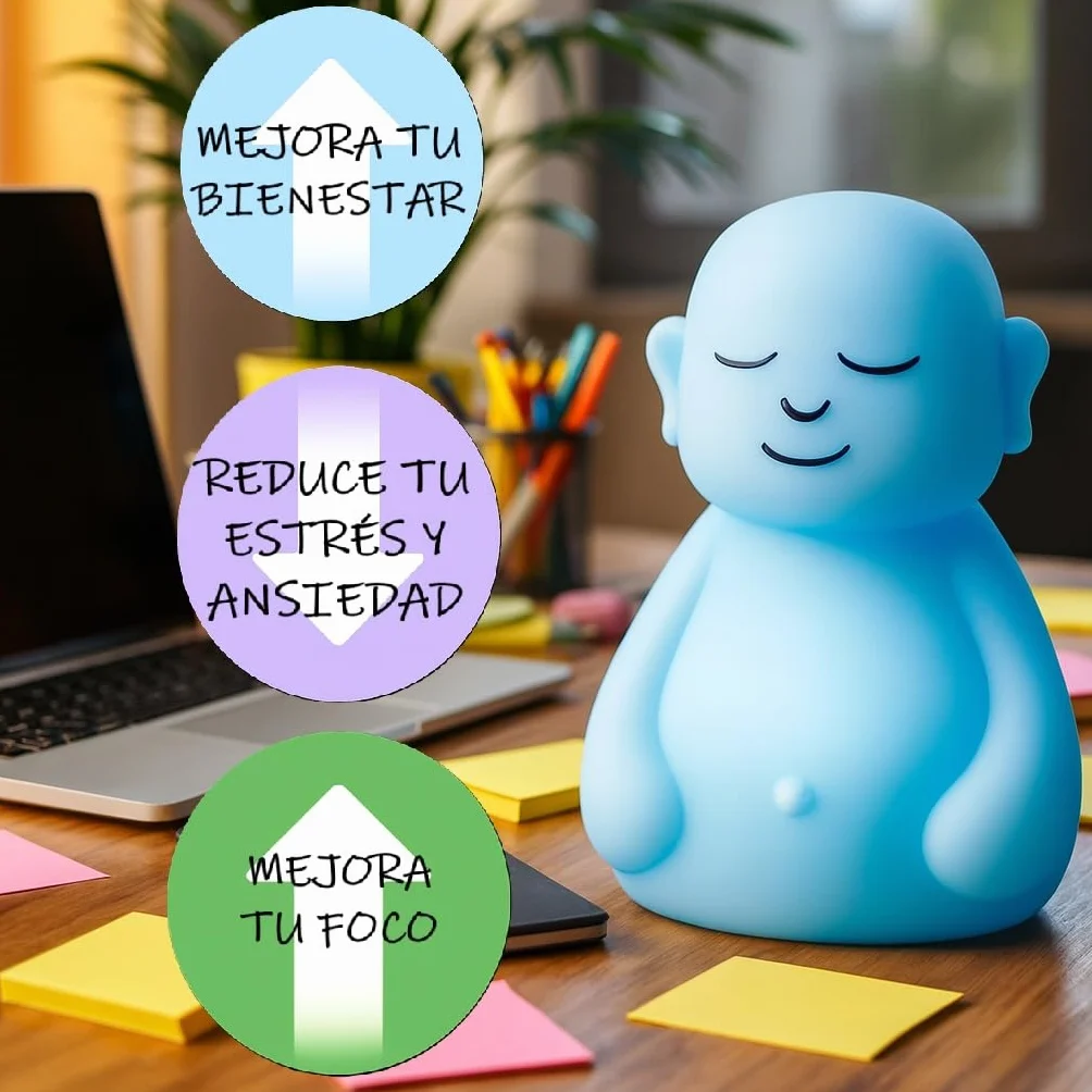 Lámpara Anti-estrés Zen para Meditación y Relax con Atención Plena (Blanco) - Alivia Estrés y Ansiedad