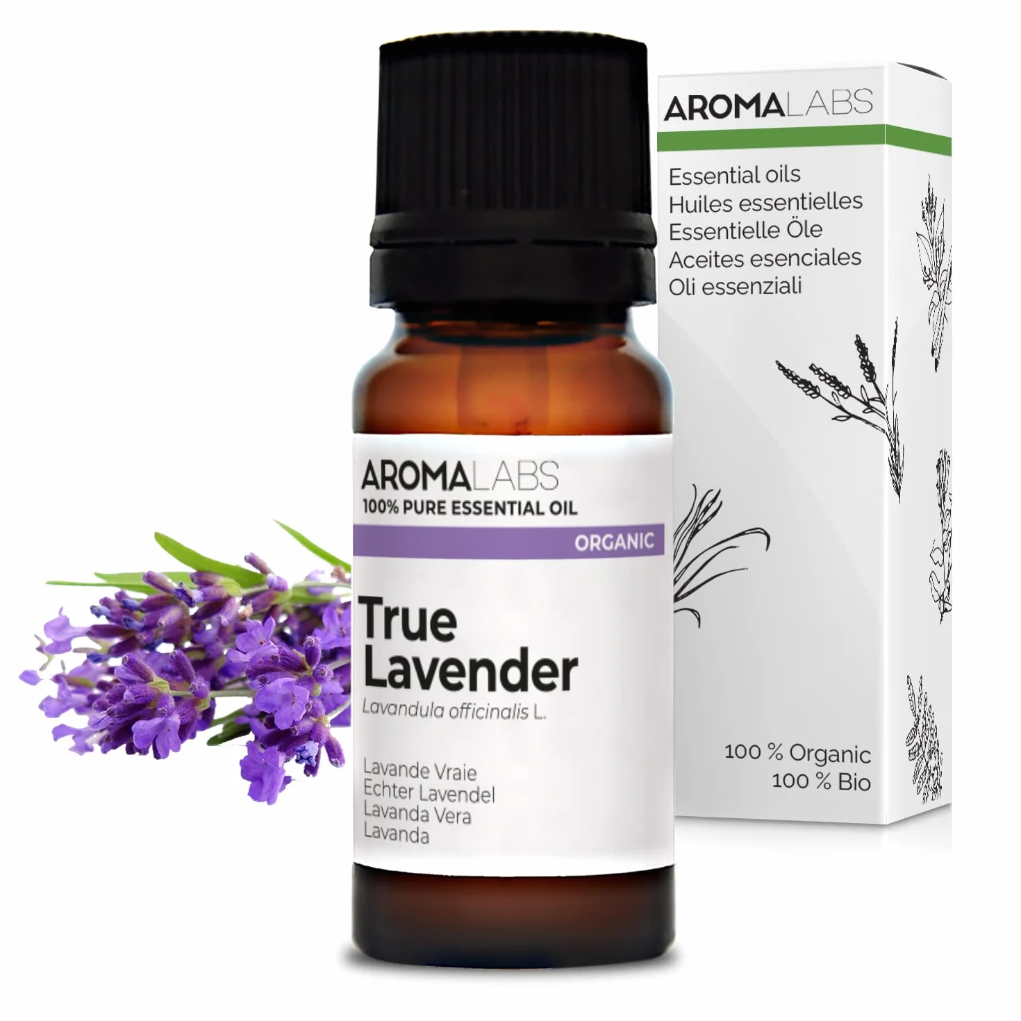 Aceite Esencial Lavanda Verdadera BIO 10 mL Quimiotipado Certificado AB Aroma Labs