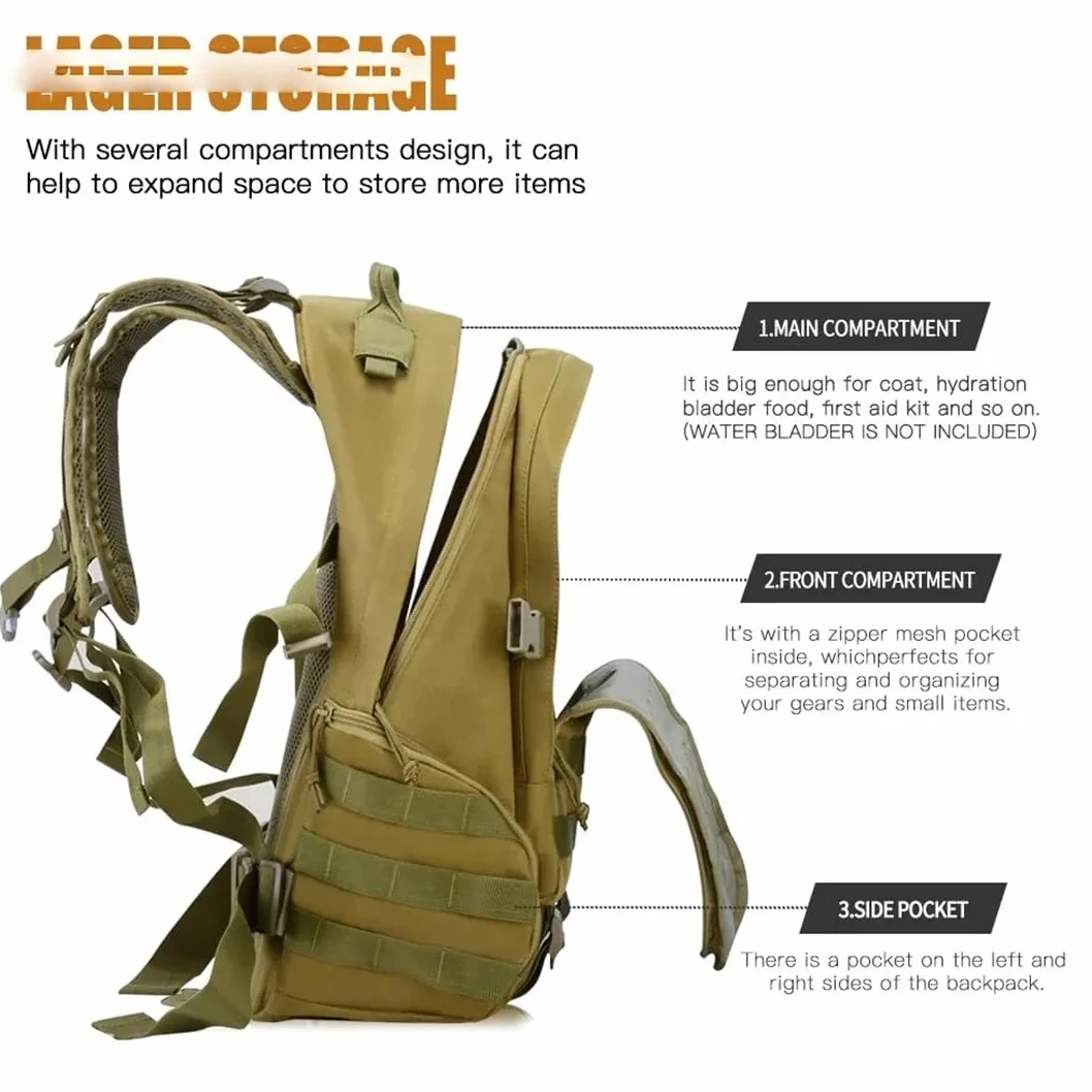 Mochila táctica de senderismo al aire libre, bolsas Oxford impermeables, mochila de camping, senderismo, escalada, bolsa de caza