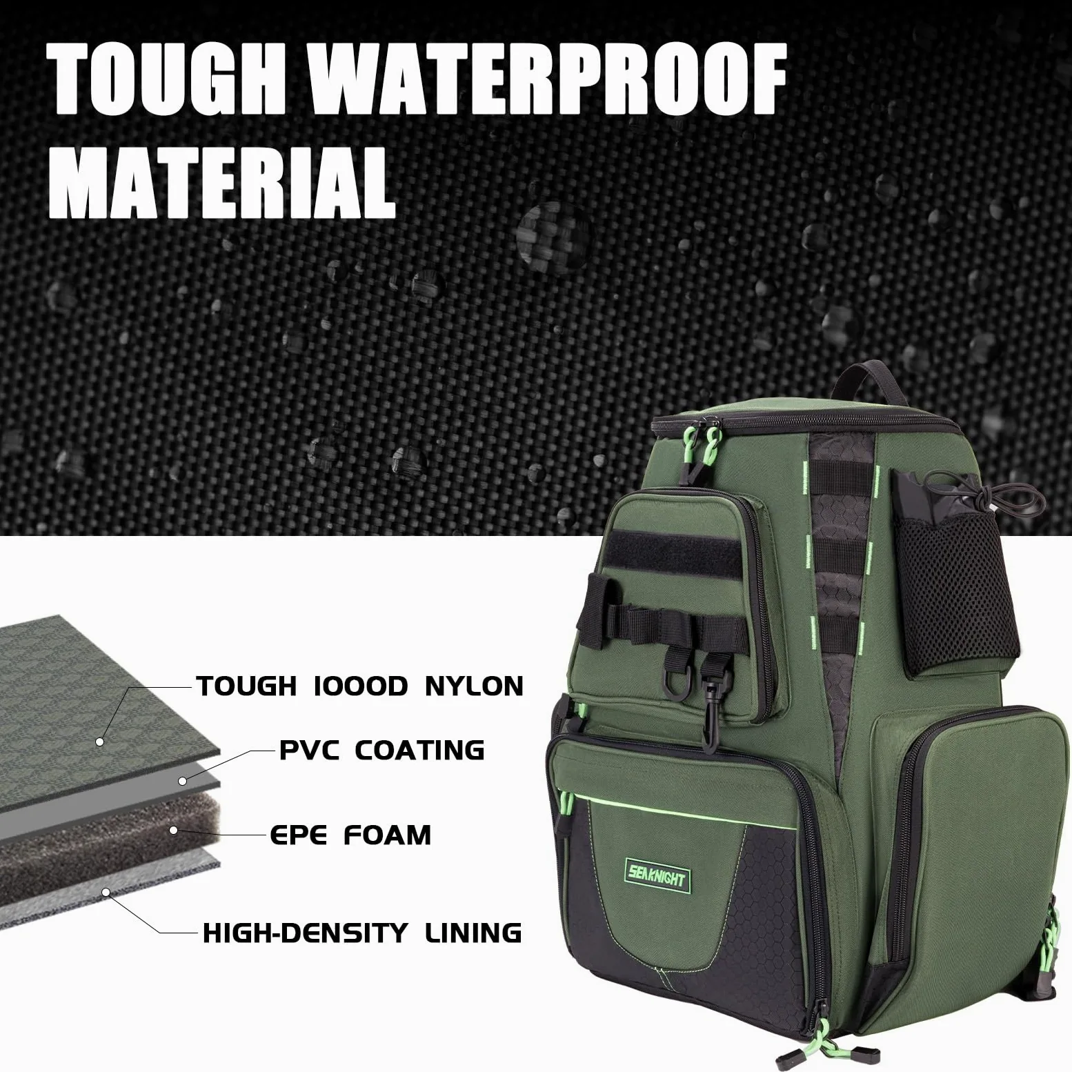 Seaknight Bolsa de Pesca SK004 Mochila Multifuncional Impermeable con Caja de señuelos Mochila de Almacenamiento para Acampar al Aire Libre Senderismo