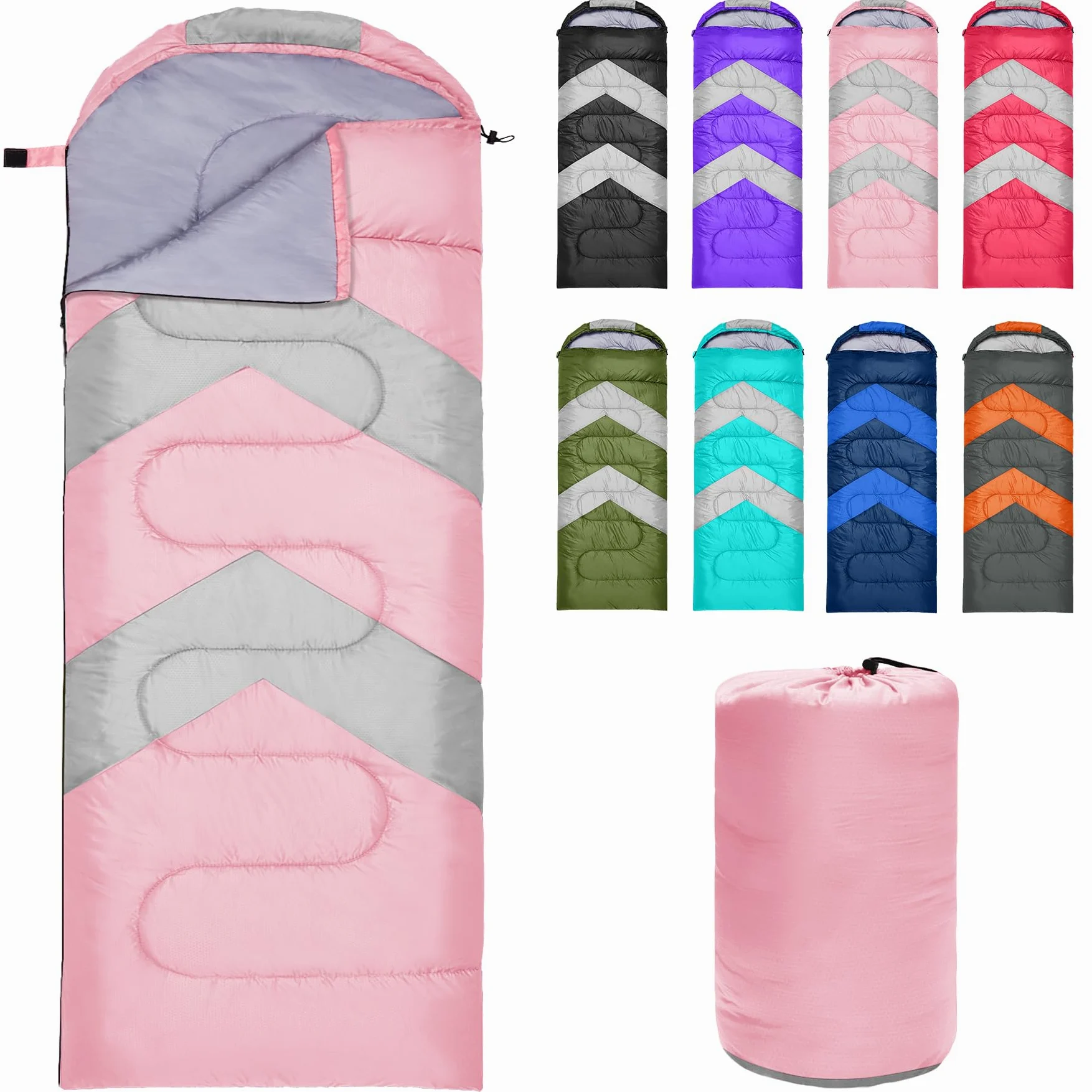 Saco de Dormir Adultos Ultraligero Compacto 3-4 Estaciones Impermeable Camping Senderismo