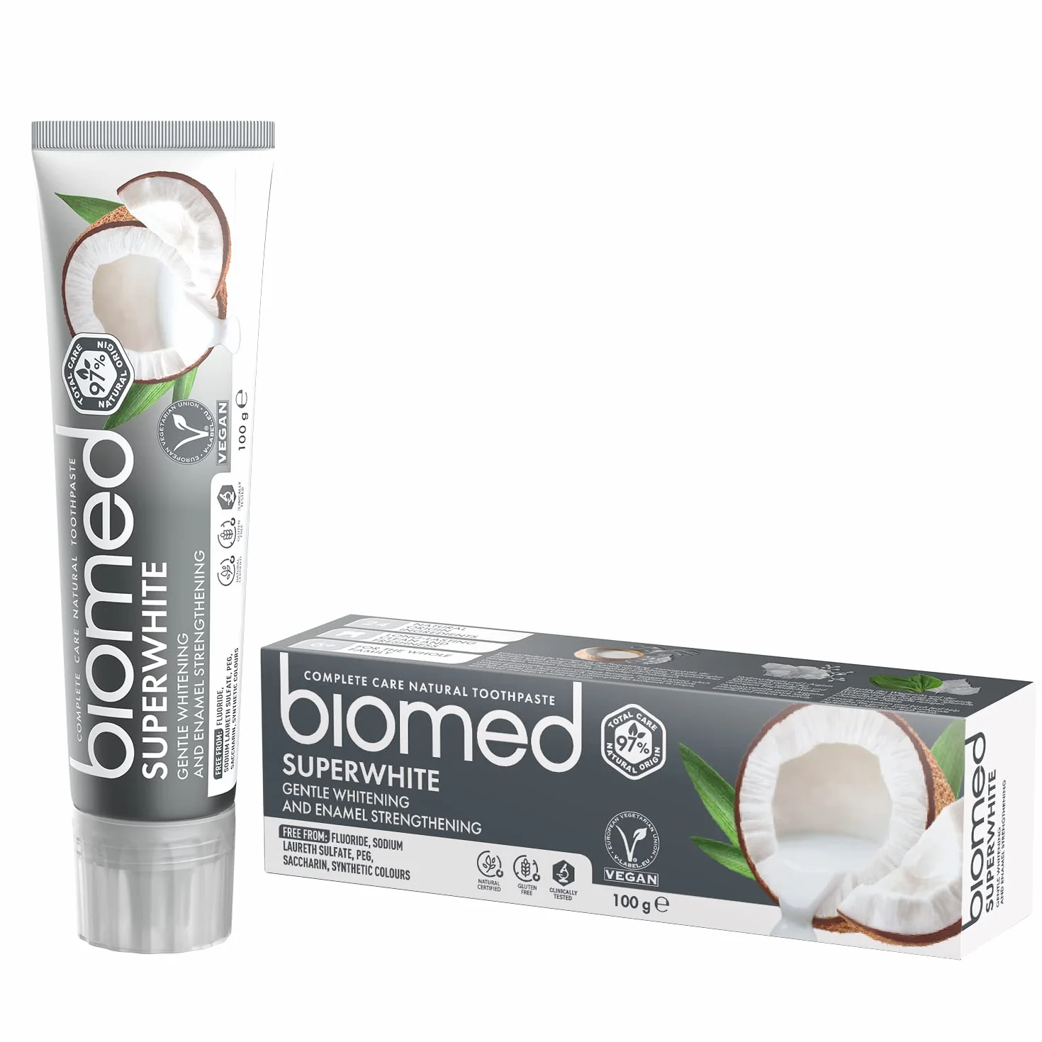Biomed Superwhite Natural Coconut Toothpaste Gentle Whitening Tropical flavour 100 g pack of 3