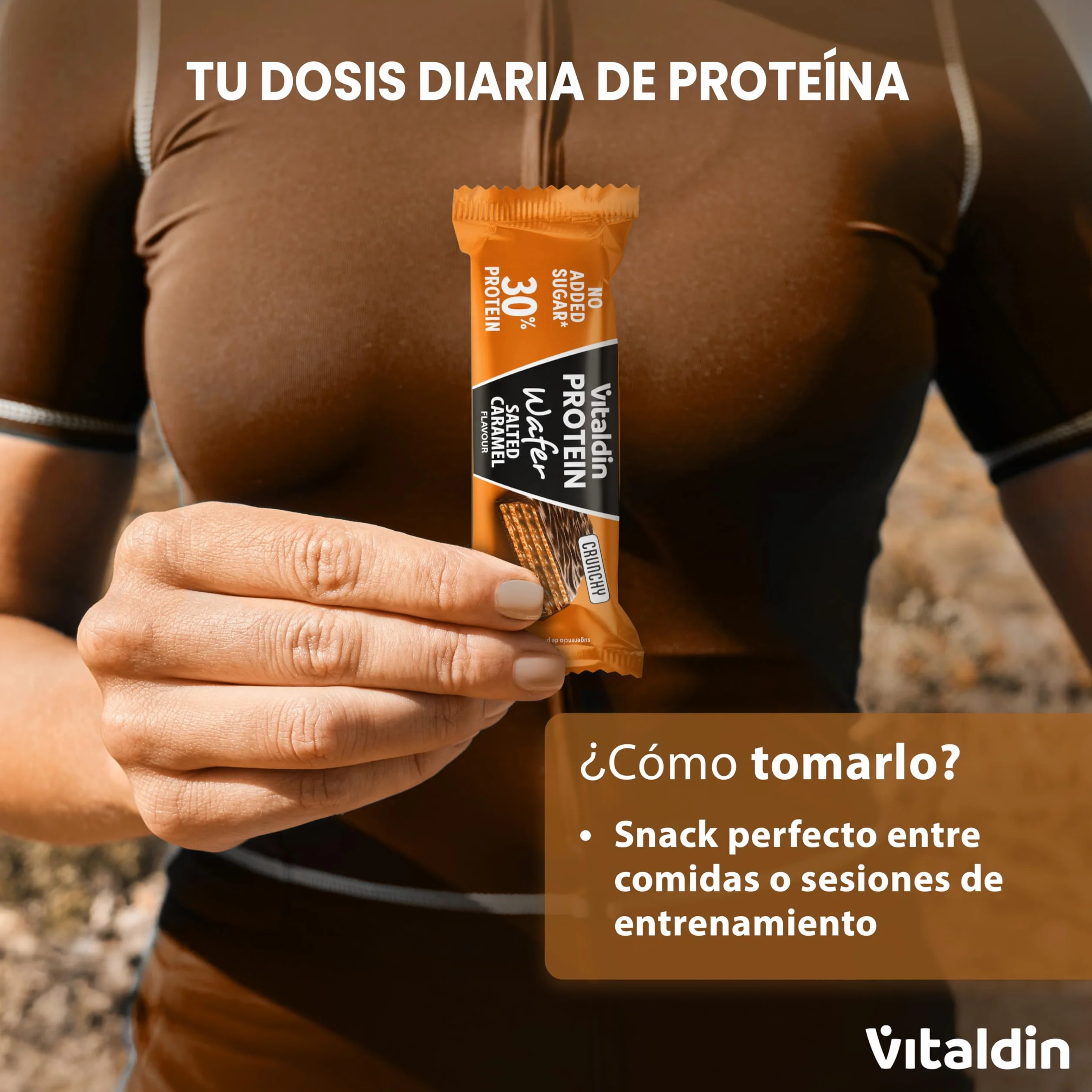 VITALDIN Protein Wafer 30% Caramelo salado Barritas Proteicas sin Azúcares Añadidos Colágeno Hidrolizado