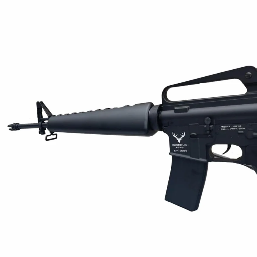 Carabina Huntsman Arms M16 Black CO2 (4,5mm) | Pack Que Incluye: Rifle Tipo metralleta semiautomática de Aire comprimido + CO2 + balines (Bolas de Acero BB's)