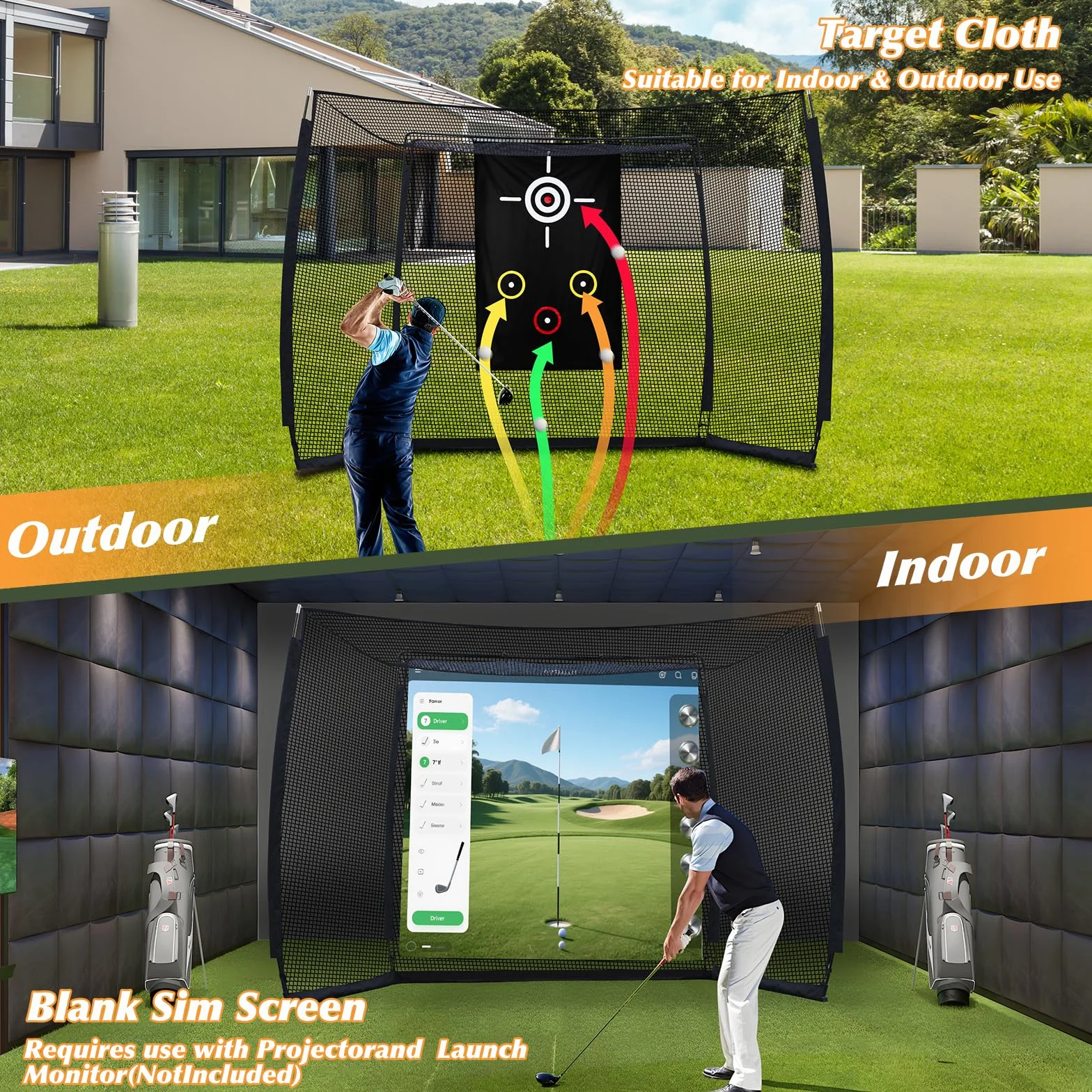 Red portátil de práctica para Golf，Red de Práctica para Golf, Juego de Red de Golf por al Aire Libre de Golf Interior