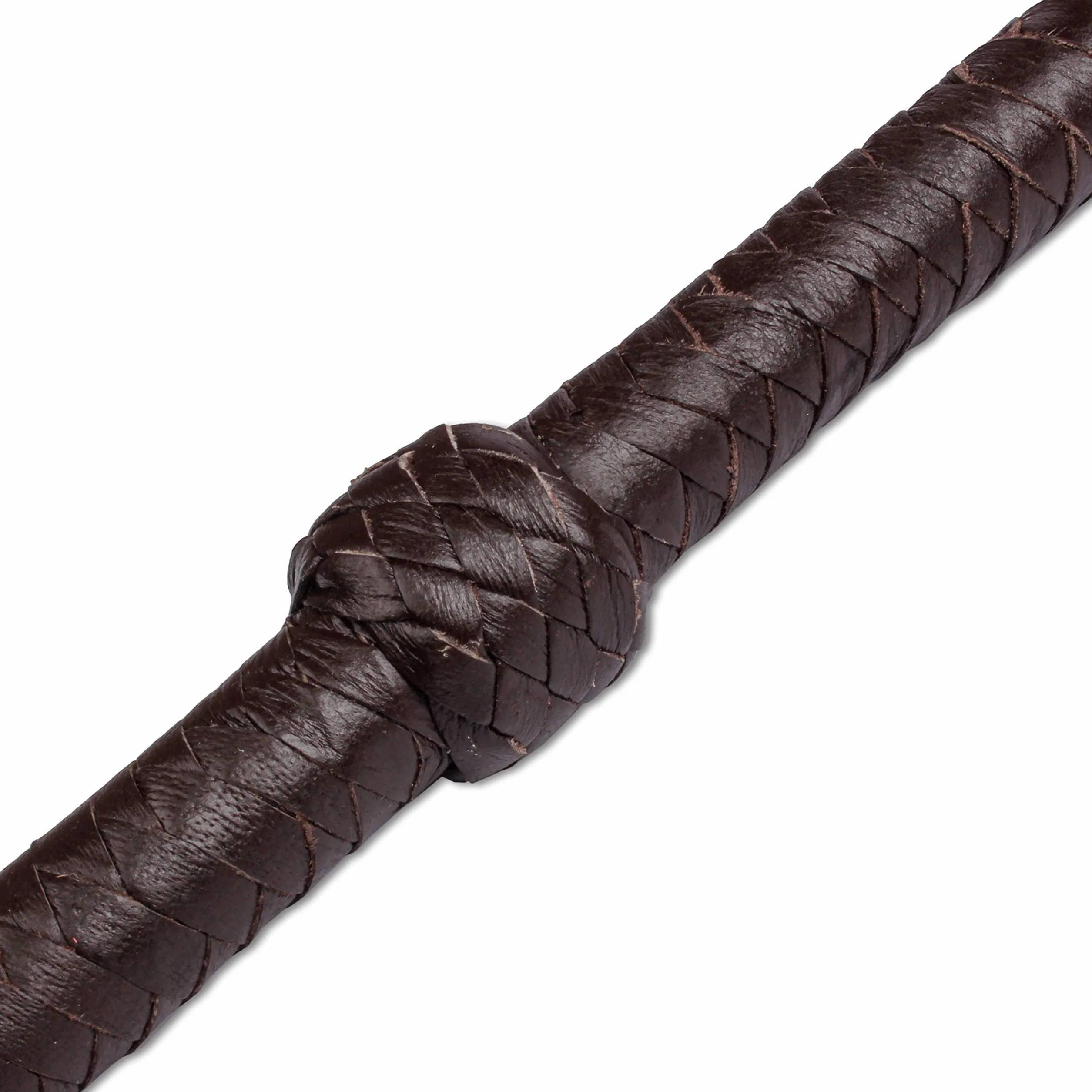 Indiana Jones - Látigo de cuero vacuno real negro y marrón, mango fuerte y bien equilibrado para sonido de agrietamiento con 5 galletas adicionales (marrón, 4 pies - 8 unidades)