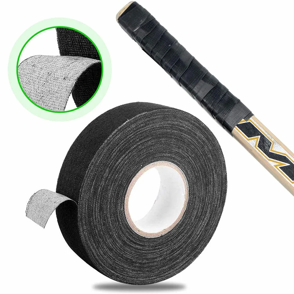 Cinta de Hockey,25 Metros Adhesiva Cinta de Palo de Hockey Antideslizante Cinta de Agarre para Hockey Raqueta de Ping Pong Squash Caña de Pescar Nádminton Negro