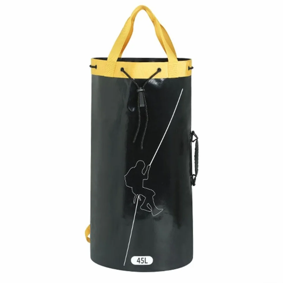 Bolsa de cuerda de 30L/45L/55L de capacidad para senderismo y espeleología, hecha de material impermeable y resistente al desgaste (45L negro)