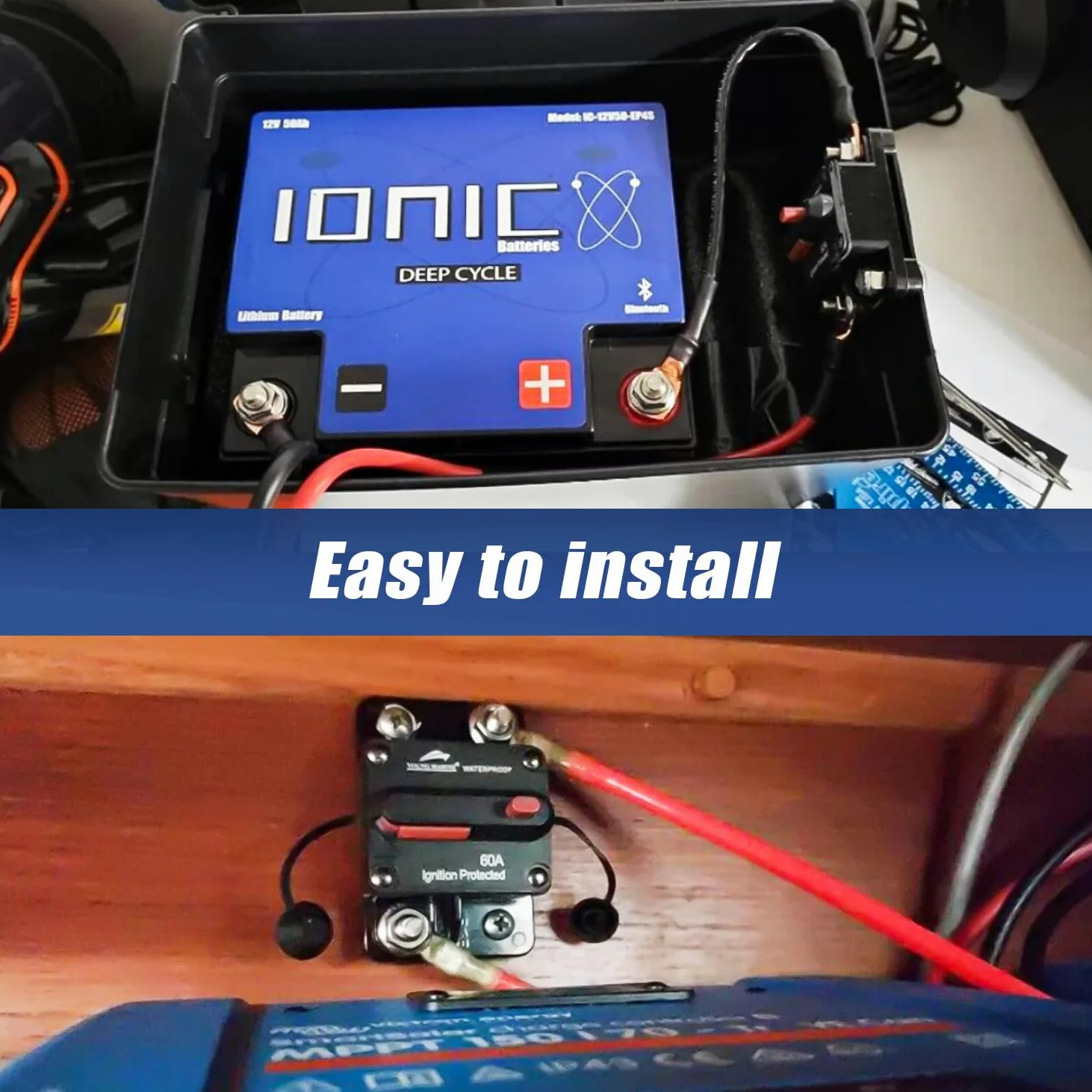 Young Marine Circuit Breaker for Boat Trolling with Manual Reset,Water Proof,12V- 48V DC (Surface Mount-60A)