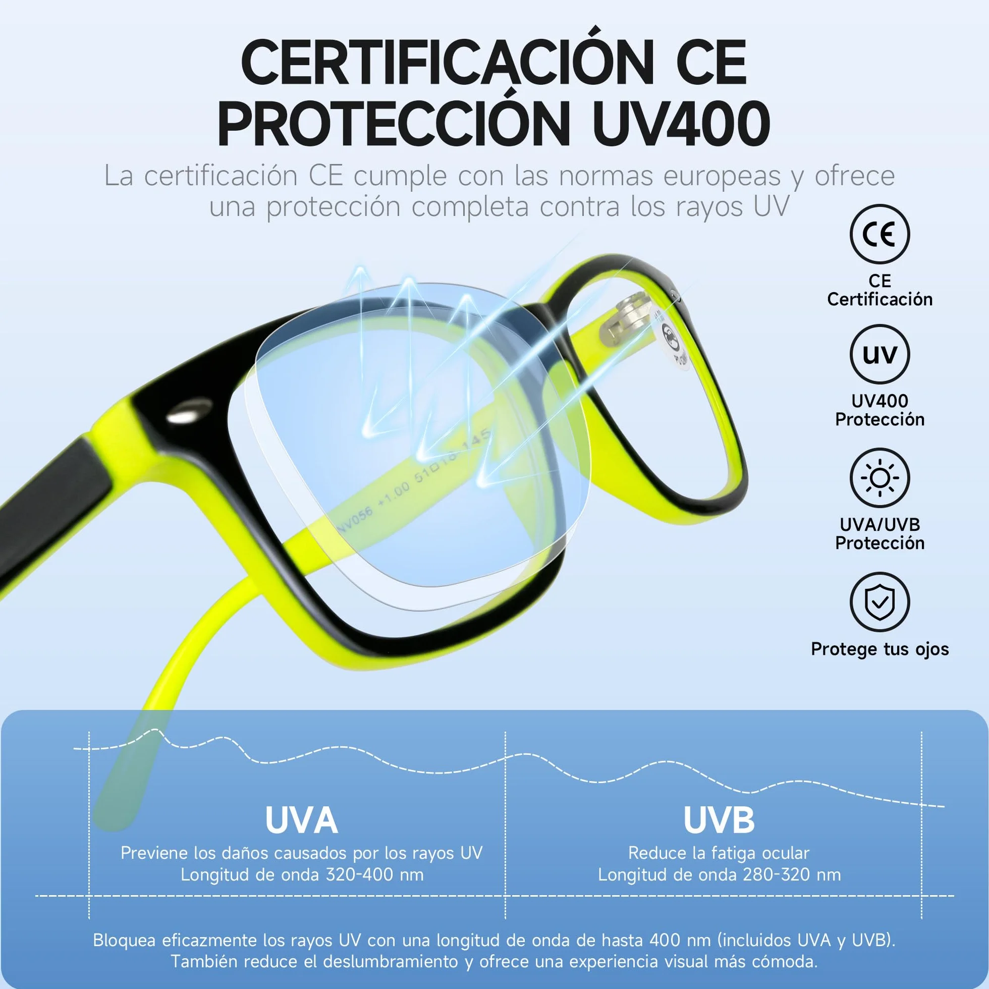 NEW VISION Gafas Presbicia Hombre Estilo Clásico Protección UV400 Gafas De Lectura NV056 +2.50 Amarillo Marcos Ligeros