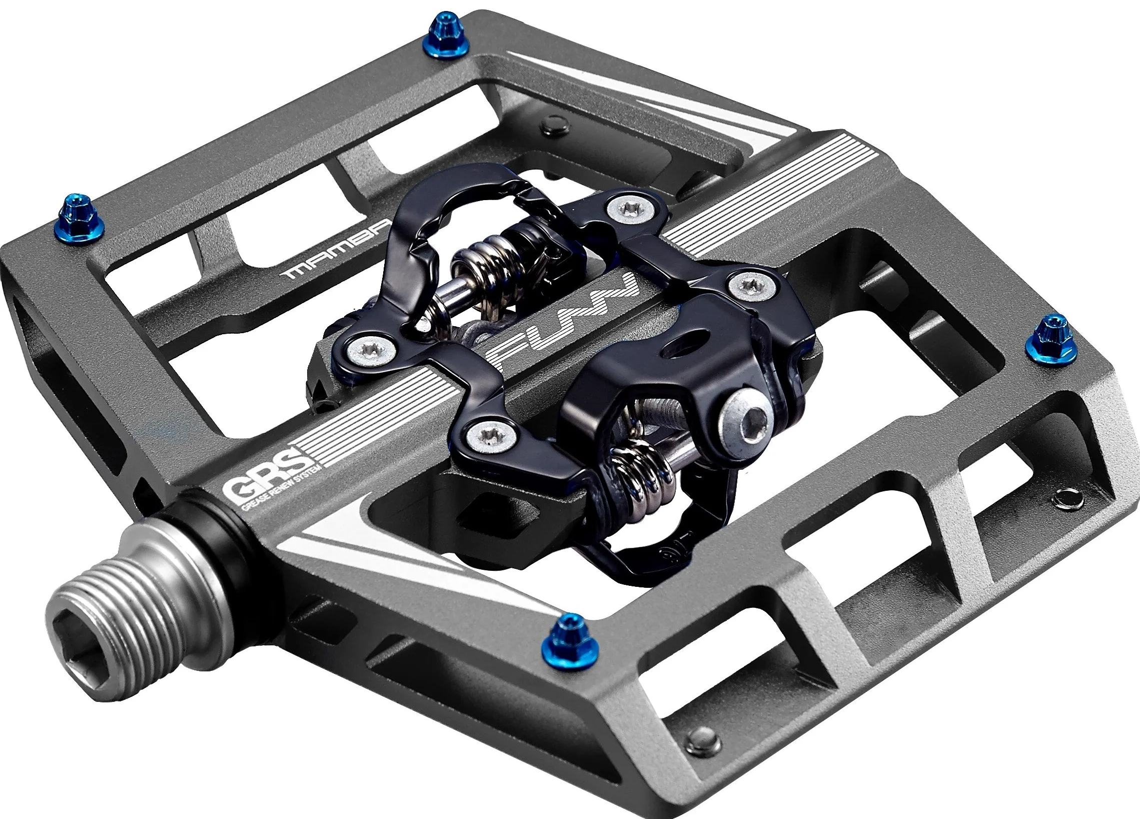 Funn Mamba Pedales Automáticos MTB, Doble Cara, Calas SPD (Gris) | Cuerpo de aleación 6061 mecanizado CNC, eje CrMo de 0.55 pulgadas, rodamiento de cartucho sellado con soporte de buje DU