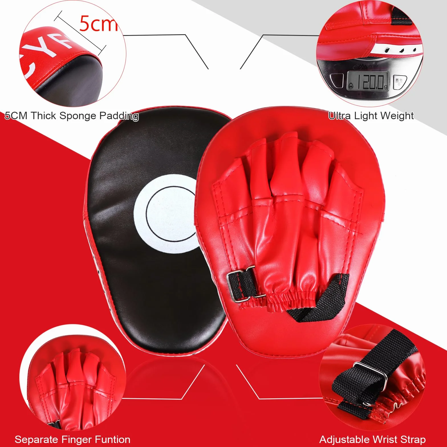 DEWEL Juego de Almohadillas de Piel Sintética para Kickboxing, Boxeo Tailandés, Karate