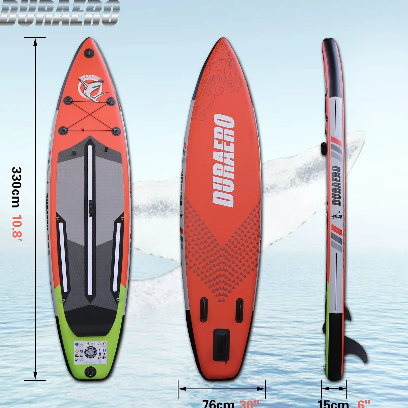 Tabla Hinchable de Paddle Surf con Asiento de Kayak, 330 x 76 x 15 cm, hasta 150 kg, Almohadilla Integrada, Aleta Desmontable, Doble Remo Ajustable, Kit de Reparación (Rojo)
