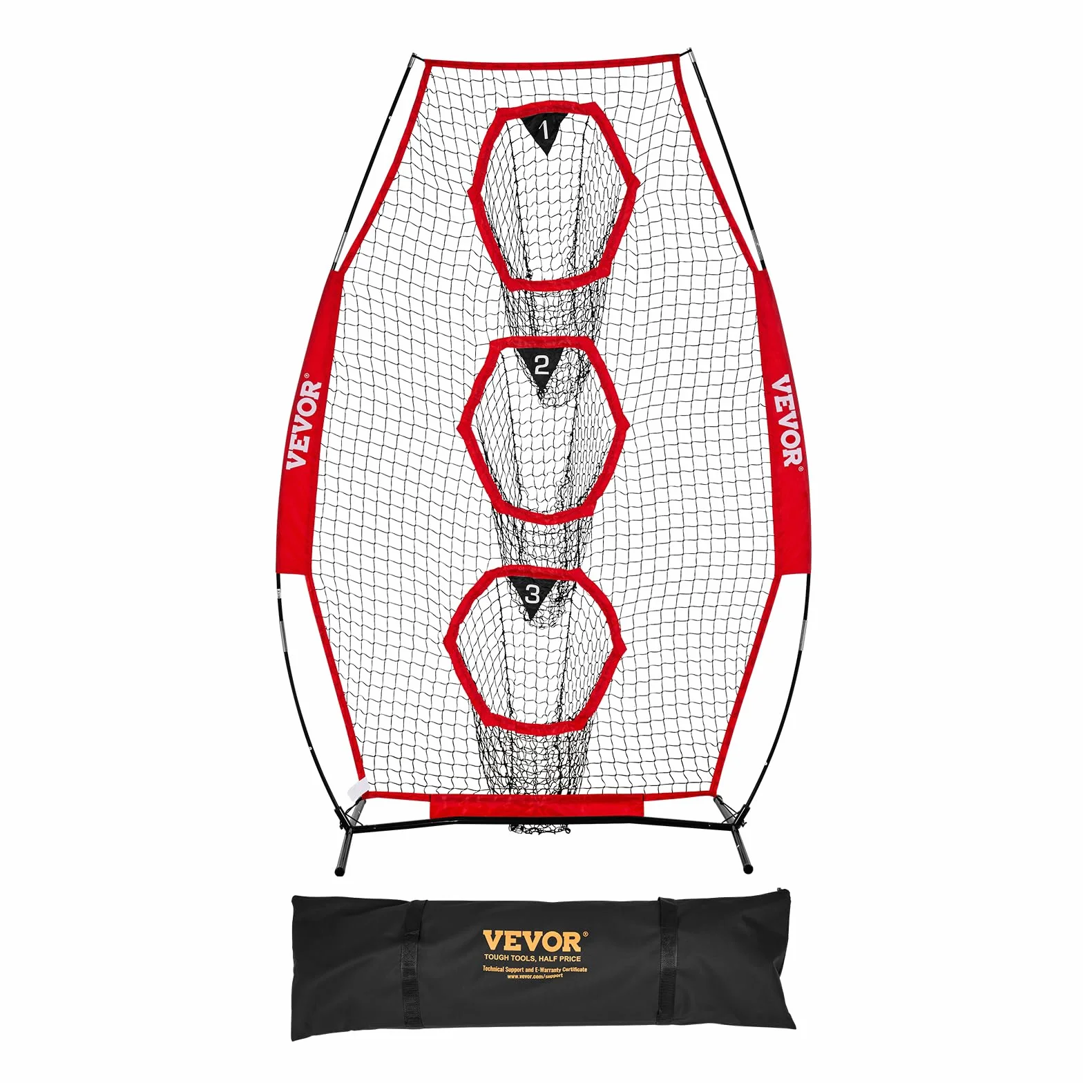 VEVOR Red de Lanzamiento para Entrenador de Fútbol, 168 x 77 x 245 cm, 3 Bolsillos, Rojo
