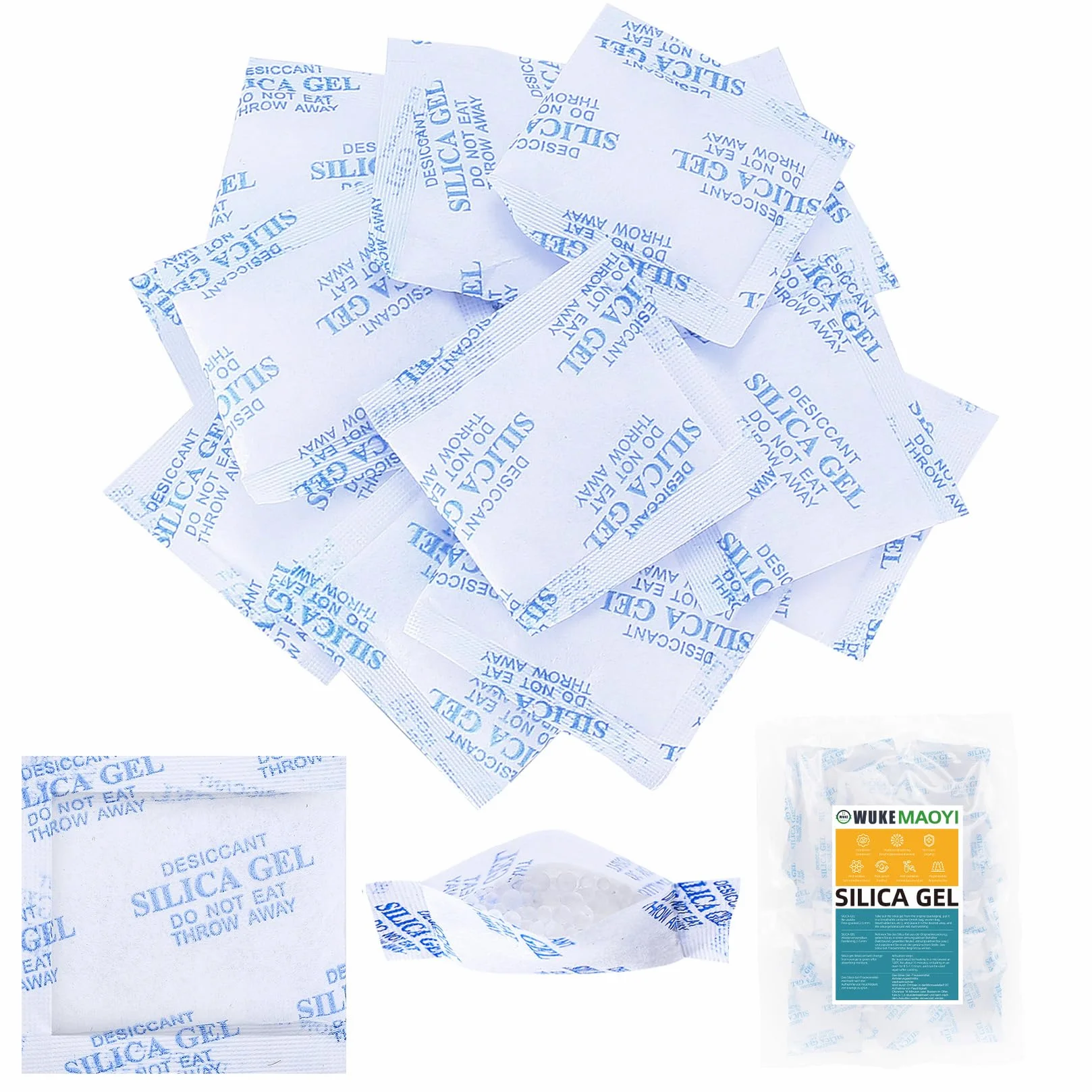 Bolsas Desecantes Absorbente de Humedad, 10g Bolsas de Gel de Sílice para Ropa, Cajones, Zapatos, Armarios