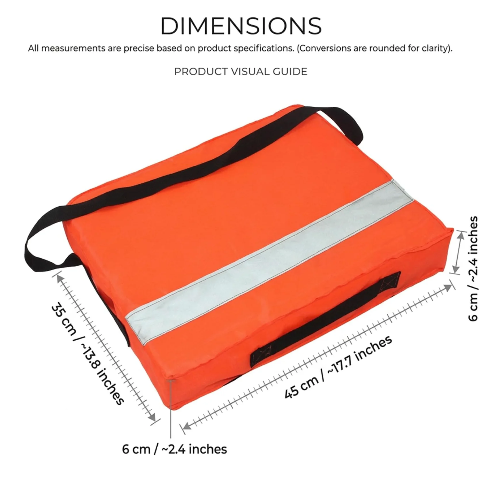 Cojín flotante para embarcaciones dispositivo de flotación arrojadizo cojín naranja de alta visibilidad para embarcaciones con tiras reflectantes y correa de transporte para emergencias piscina 35x45x