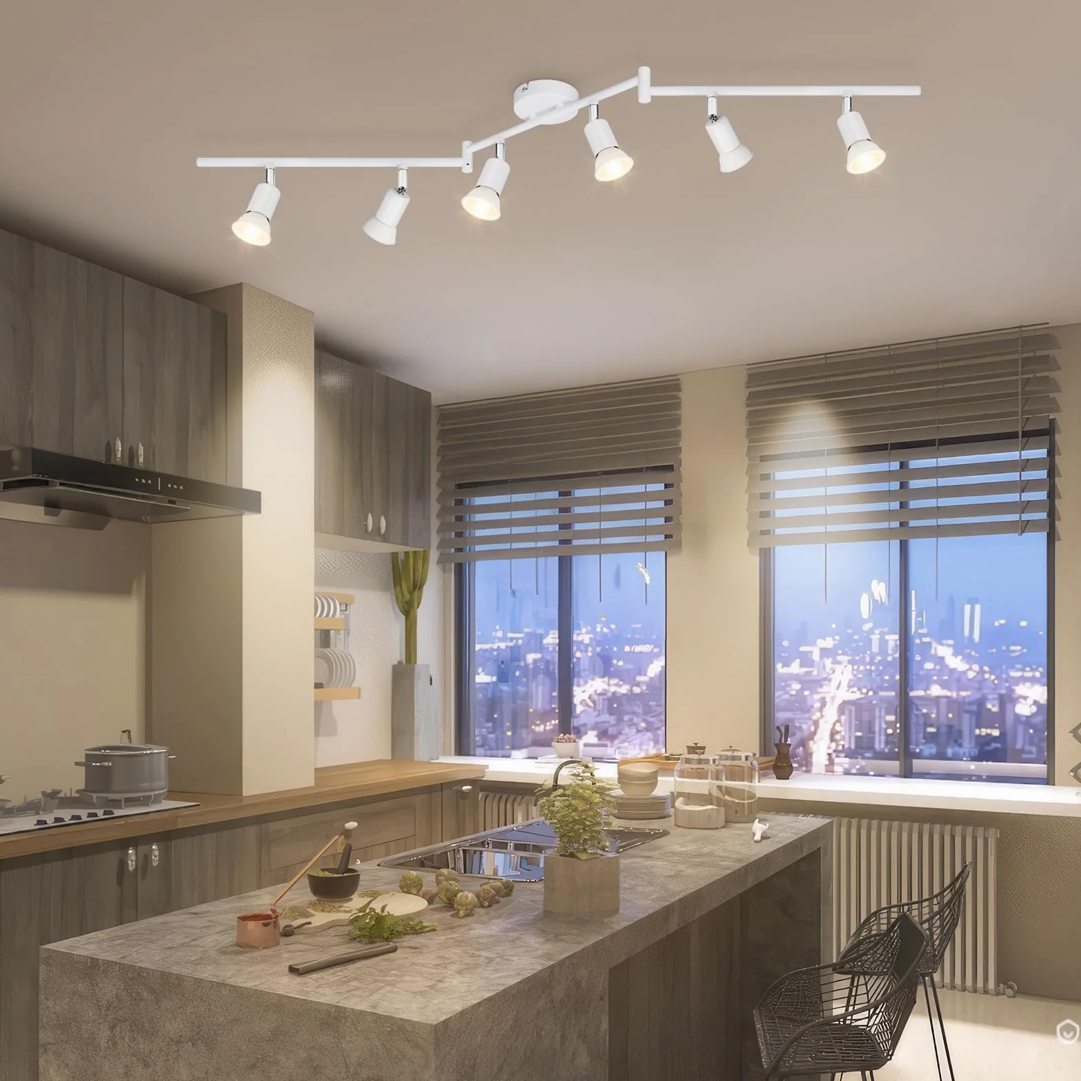 Lámparas de Techo LED 6 Focos Orientables GU10 Blanco Giratoria