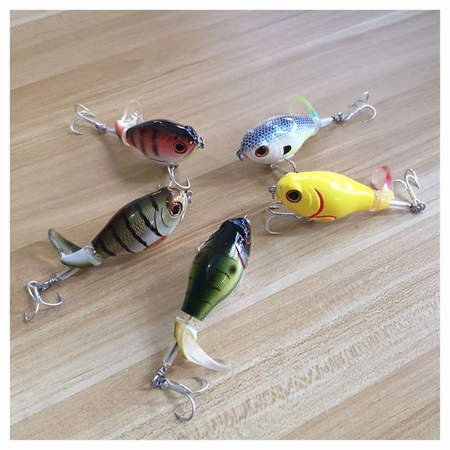 caihuashopping Señuelos de Pesca Señuelos de Pesca 7, 5 cm Crankbaits Fuertes de Pesca para Pesca Wobblers Floating Pike Baits Shads Tackle Soft Rotating Tail 5PCS Cebos Artificiales