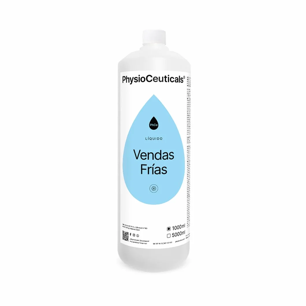 PHYSIOCEUTICALS Líquido Vendas Frías Profesional 1000ml Efecto Crioterapia Fucus Mentol Alcanfor