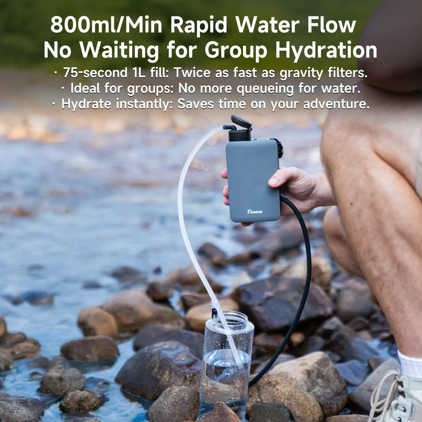Nawaza Filtro de agua eléctrico portátil, purificador de agua de 0.01 micras para acampar al aire libre, senderismo, camping, sistema de filtración de agua, supervivencia, camping, viajes y emergencia