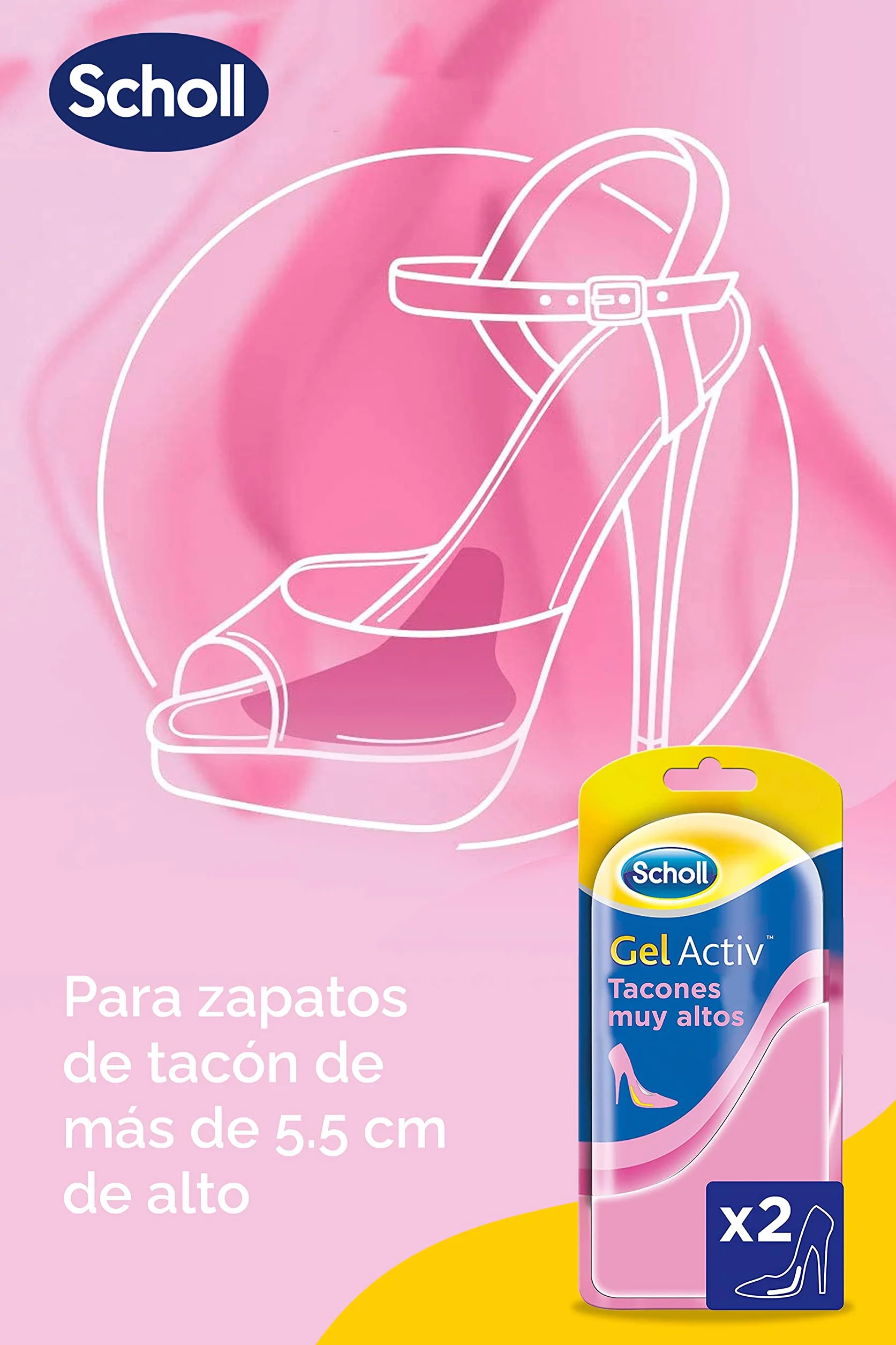 Scholl Plantillas Gel Activ para Zapatos de Tacón Alto, 2 Unidades