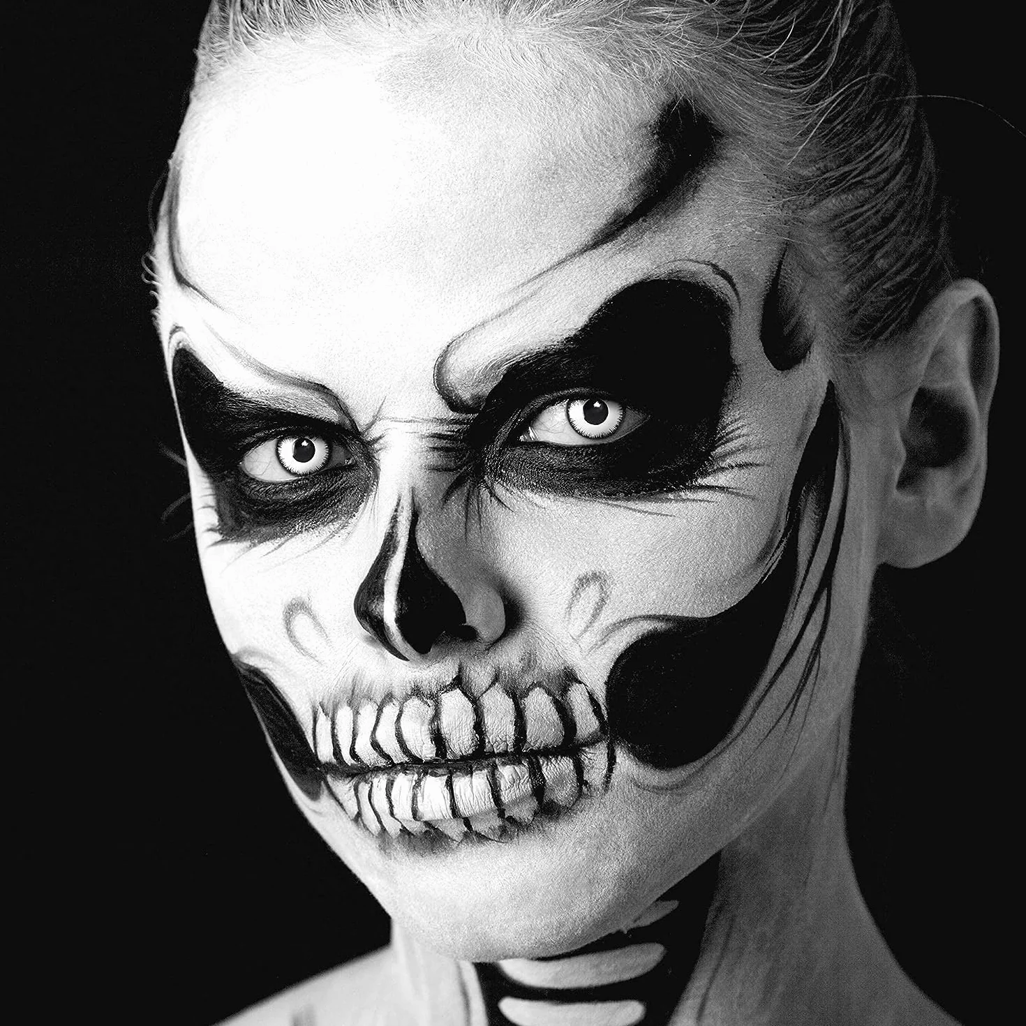 Lentillas de color blancas negro Lunatic 1 par sin graduación Halloween cosplay