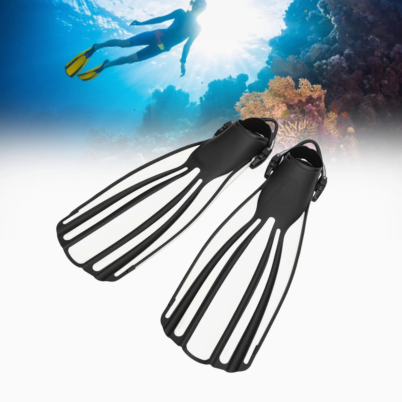 Fockety Aletas de Buceo, Aletas de Buceo TPR Ajustables, de Apnea de