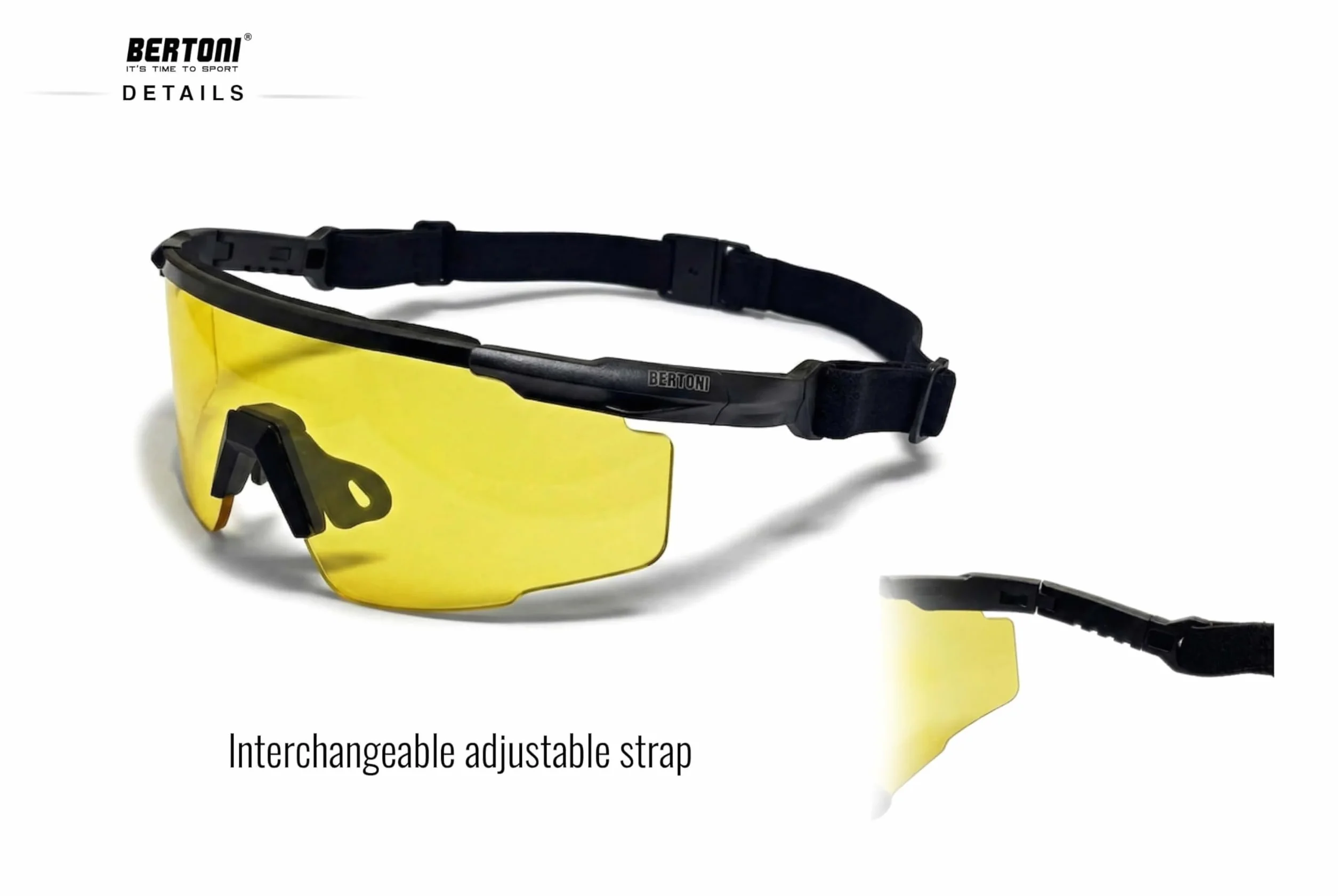 BERTONI Gafas de Tiro Protectoras Balistica Tacticas de Seguridad para Disparar con 4 Lentes Incluidas y Estuche y Patillas Adicionales – SH890N