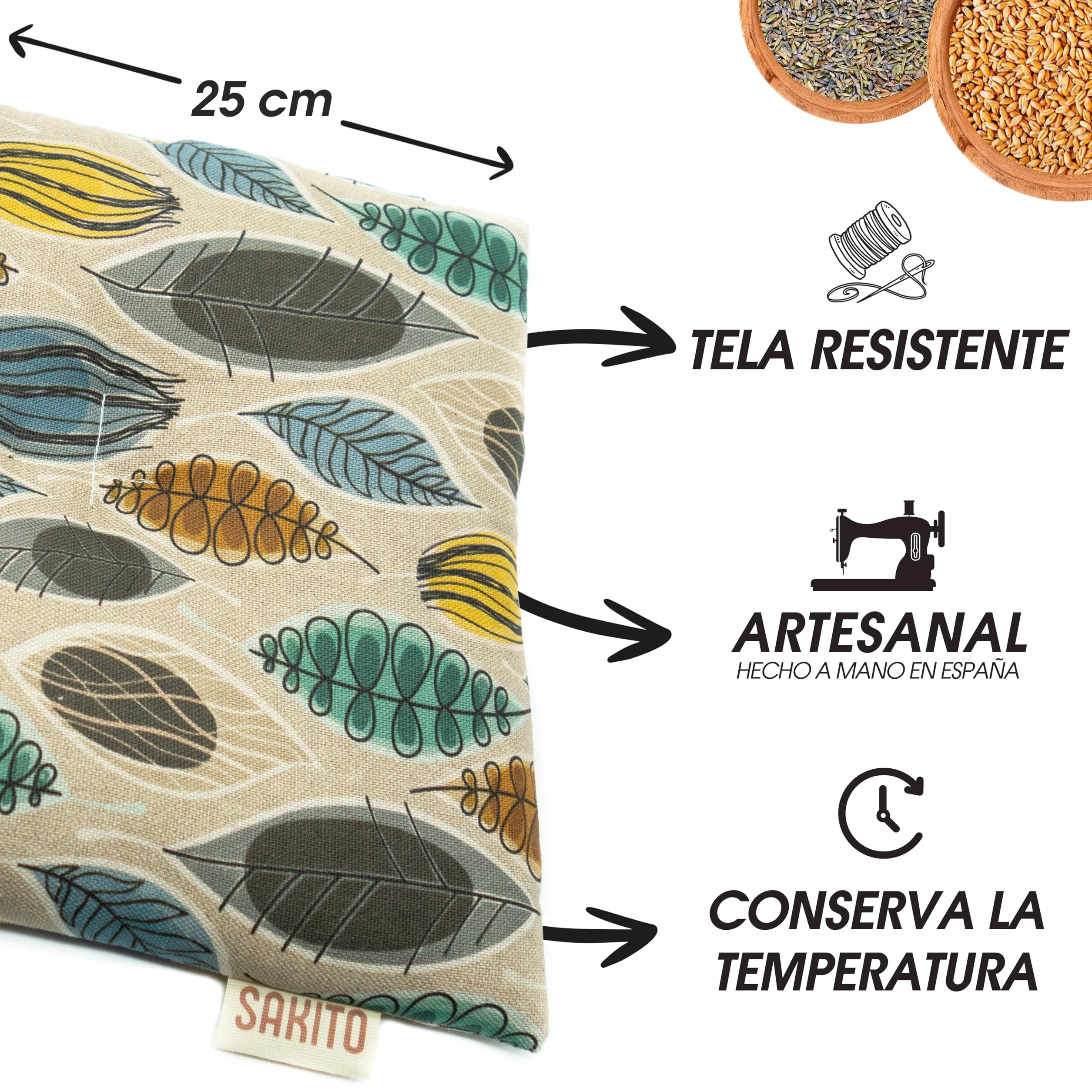 Saco Semillas Microondas 25x25 cm Cojin Térmico Natural Cervicales Lumbalgia Calor Frio Gran Retencion Calor Duradero Tela Primera Calidad Aroma Lavanda