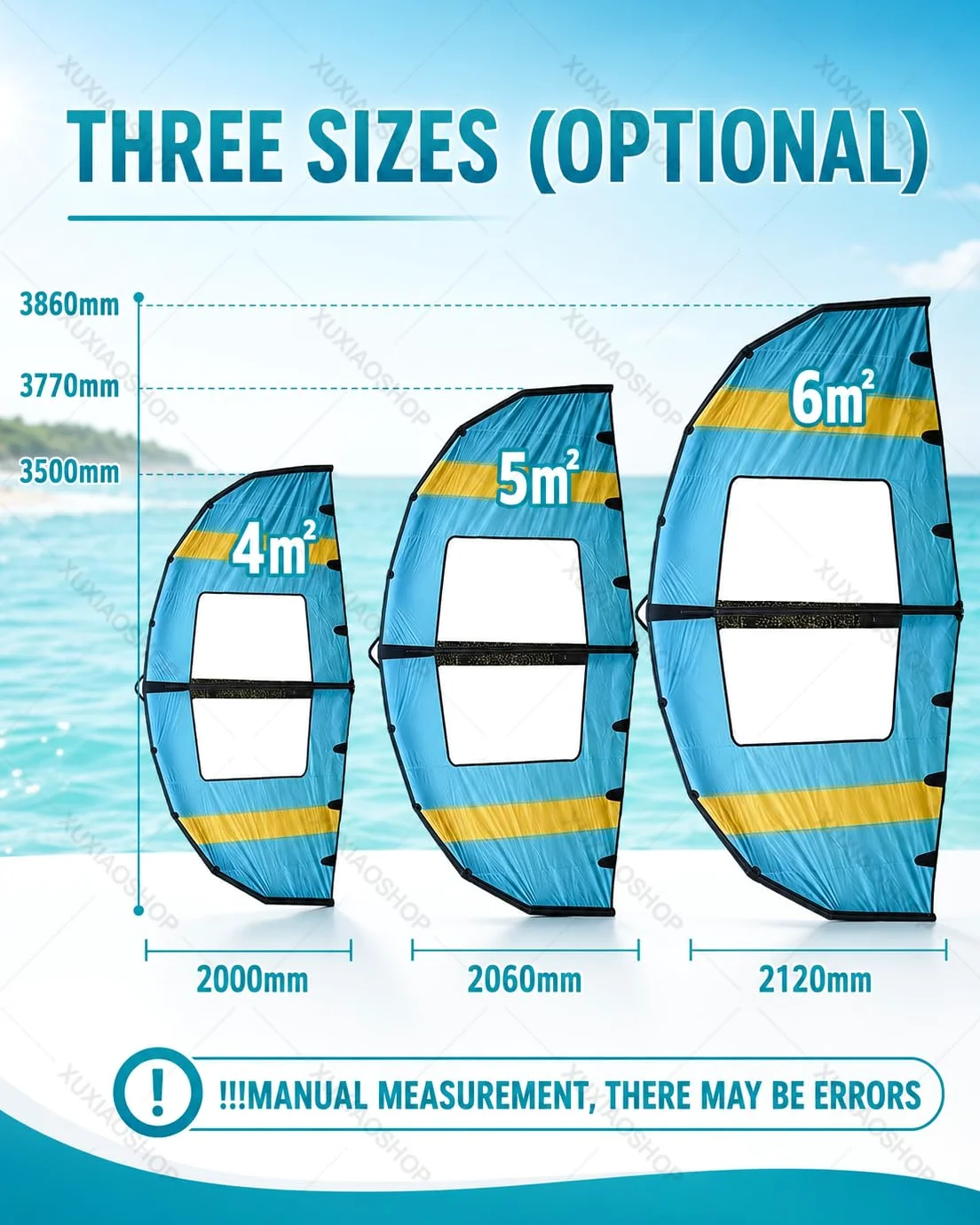 Vela de Surf Hinchable con Ventana para Wing Foil 4m2 | Incluye mochila, bomba y leash; para adultos en wingfoil, wingsurf y SUP durante viajes a playa, lago o bahía