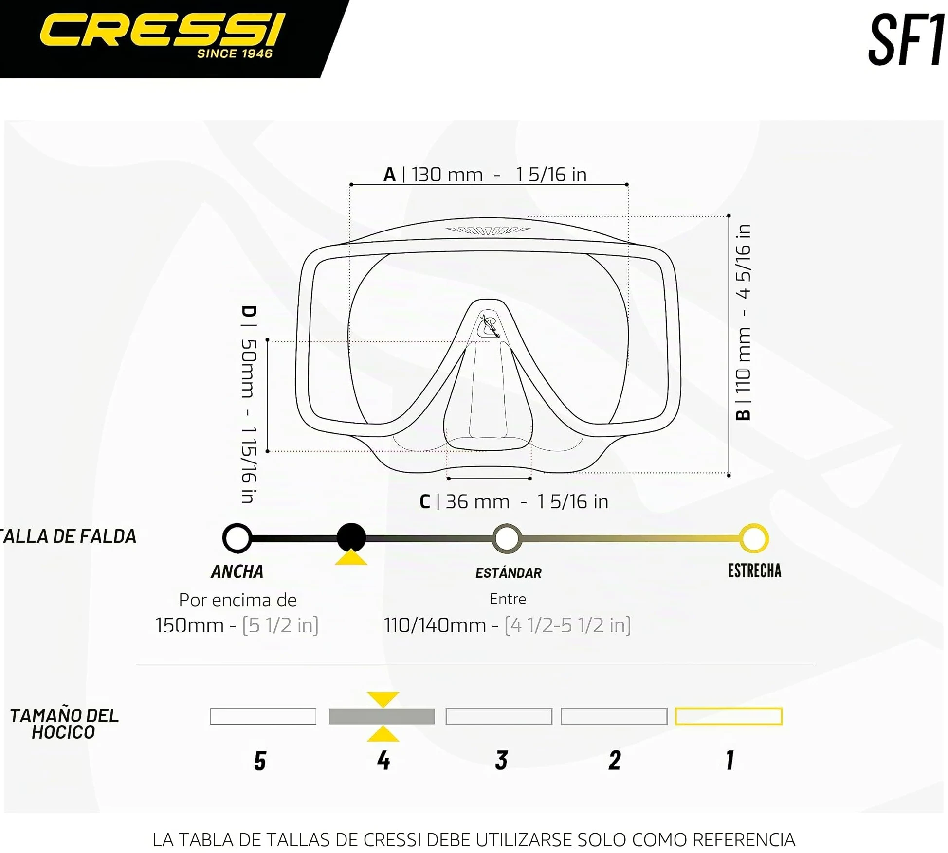 CRESSI Desde 1946 - SF1 Mask - Máscara Cuadrada sin Marco con Lente Templada Ideal para Buceo Apnea y Snorkeling, Azul Metalizado/Azul Metalizado, Talla Única Unisex
