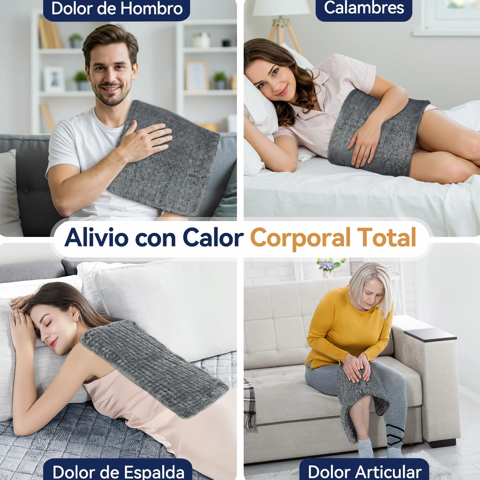 Manta Electrica Lumbar 9 Temperaturas 4 Temporizadores Lavable a Máquina 30x60cm Franela Suave