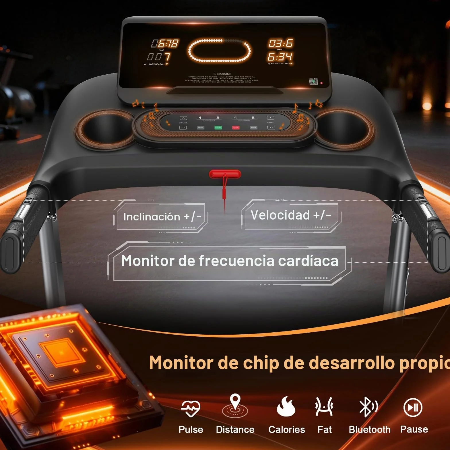 Kitopa Cinta de Correr Profesional Plegable de 7 CV con Niveles de inclinación del 18%, 20 KM/H (12 MP/H), Compatible con App, Capacidad de Peso 180 kg, Pantalla LED, Sensor de