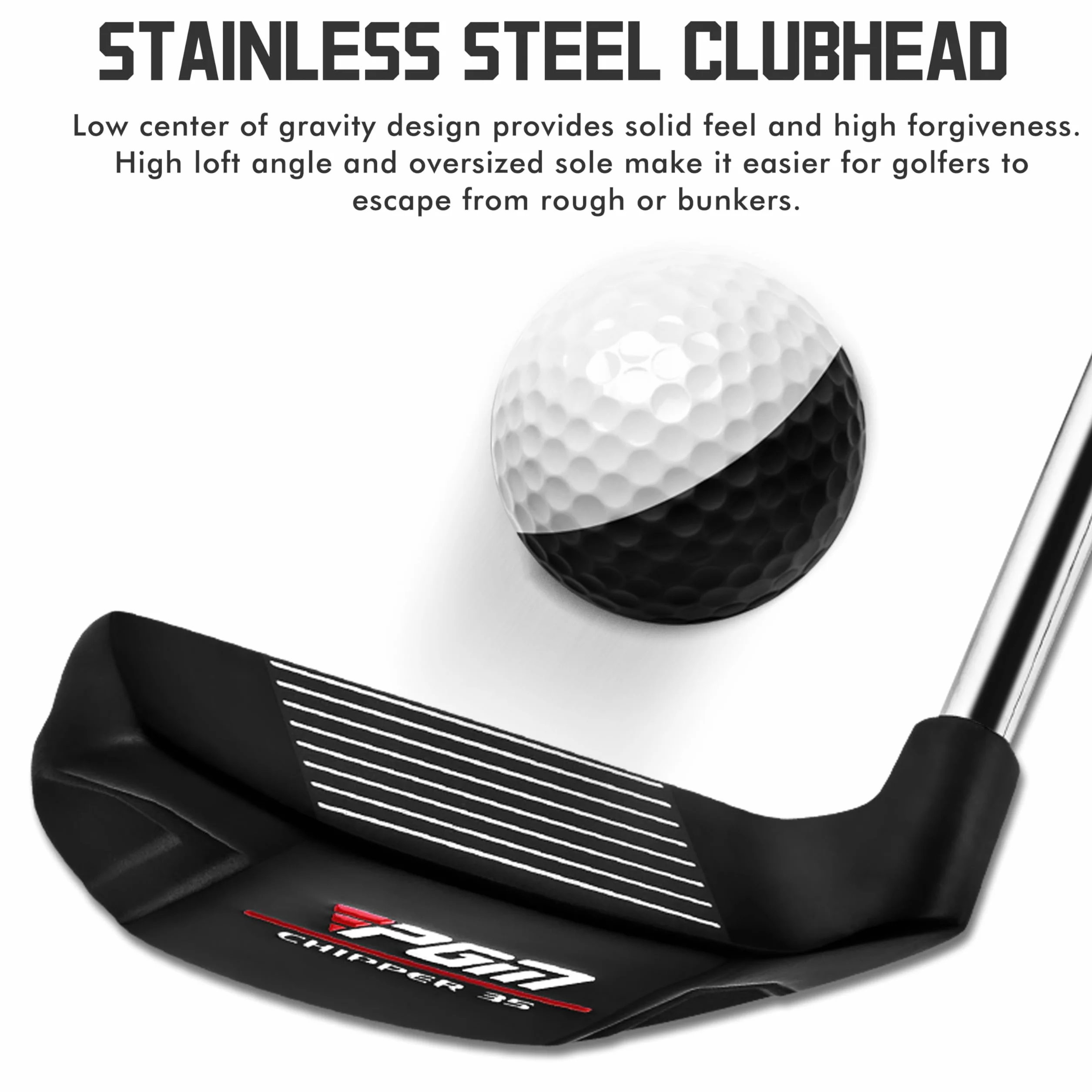 PGM 43° Premium Golf Chipper - Cuña de corte para diestros y zurdos, para hombre y mujer, juego corto preciso, mejora tus golpes cortos, club de golf con loft alto