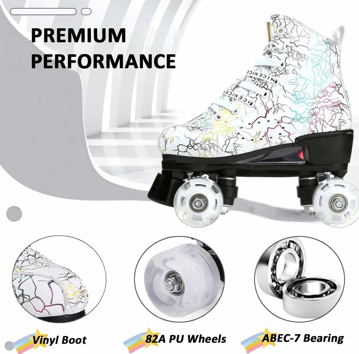 ERNAN Patines LED 4 Ruedas en Paralelo Top Alto Clásico para Adulto Mujer Hombre