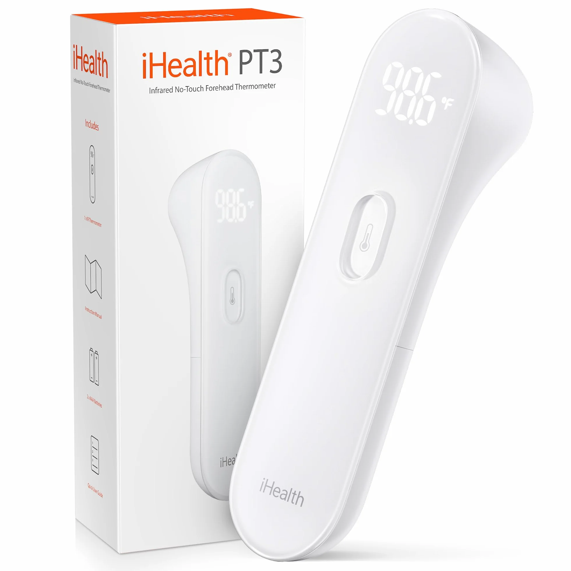 iHealth Termómetro Infrarrojo Digital Sin Contacto para Frente, Adultos y Niños, 3 Sensores Ultrasensibles
