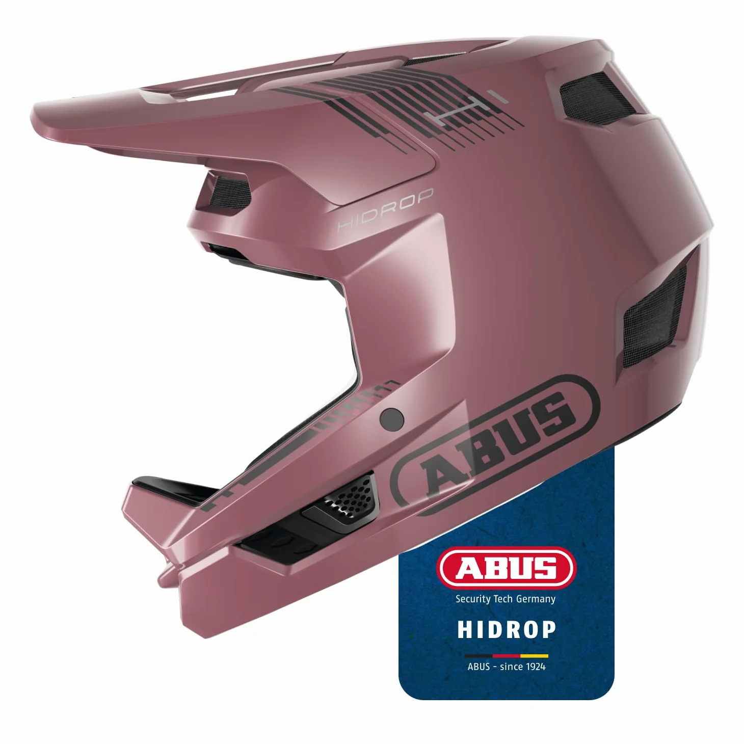 ABUS Casco Downhill HiDrop, Fullface, Blush Red, Talla M | Casco de bicicleta ASTM con carcasa ABS para bicicleta de montaña, descenso, Enduro y Bikepark, para adultos y jóvenes